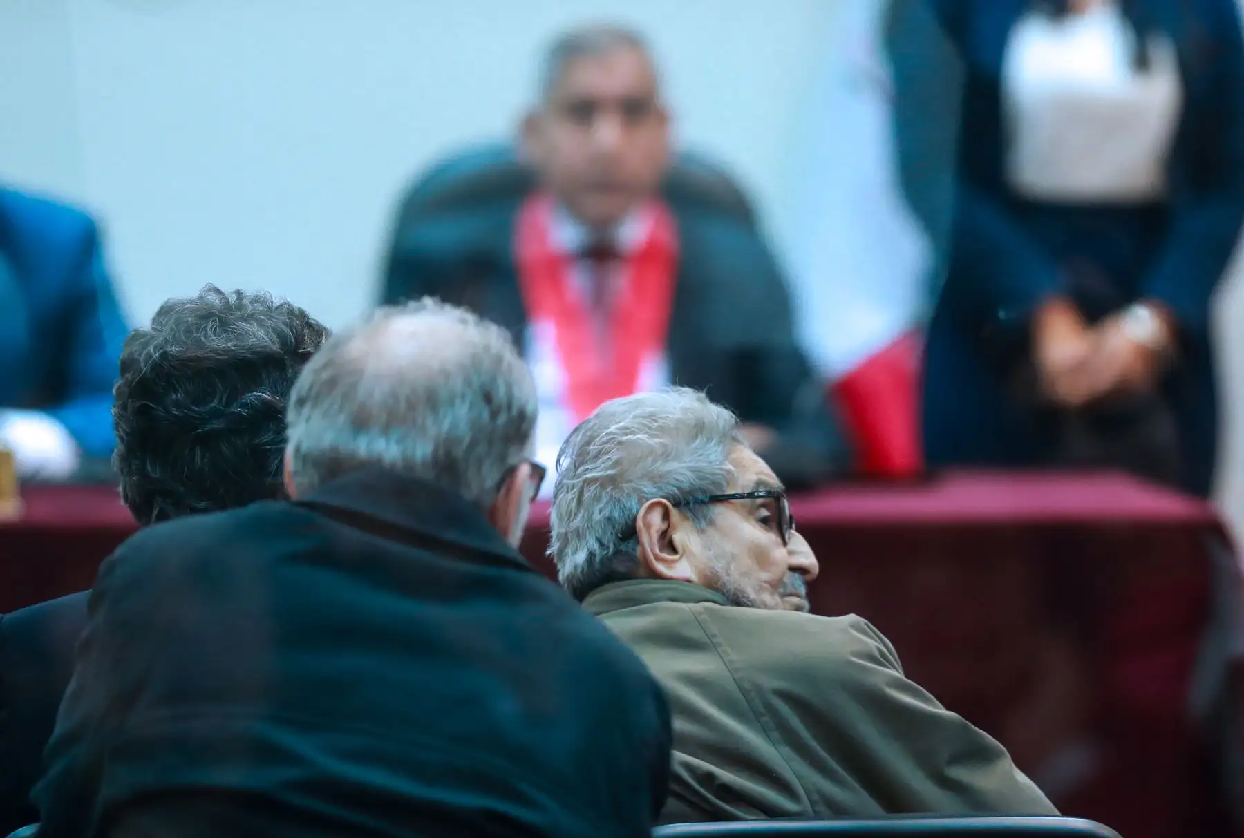 Colegiado de la Sala Penal Nacional realiza lectura de sentencia por el caso Tarata contra Abimael Guzmán y otros miembros de  SenderoLuminoso acusados por el delito de terrorismo. Juicio oral duró 20 meses y fue llevado a cabo a través de 66 audiencias públicas. Foto: ANDINA/Norman Córdova