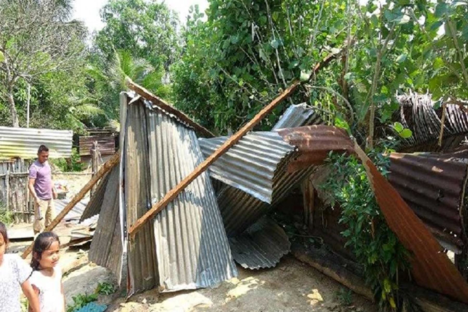 Fuertes vientos dañan 23 viviendas en poblados de Loreto y San Martín