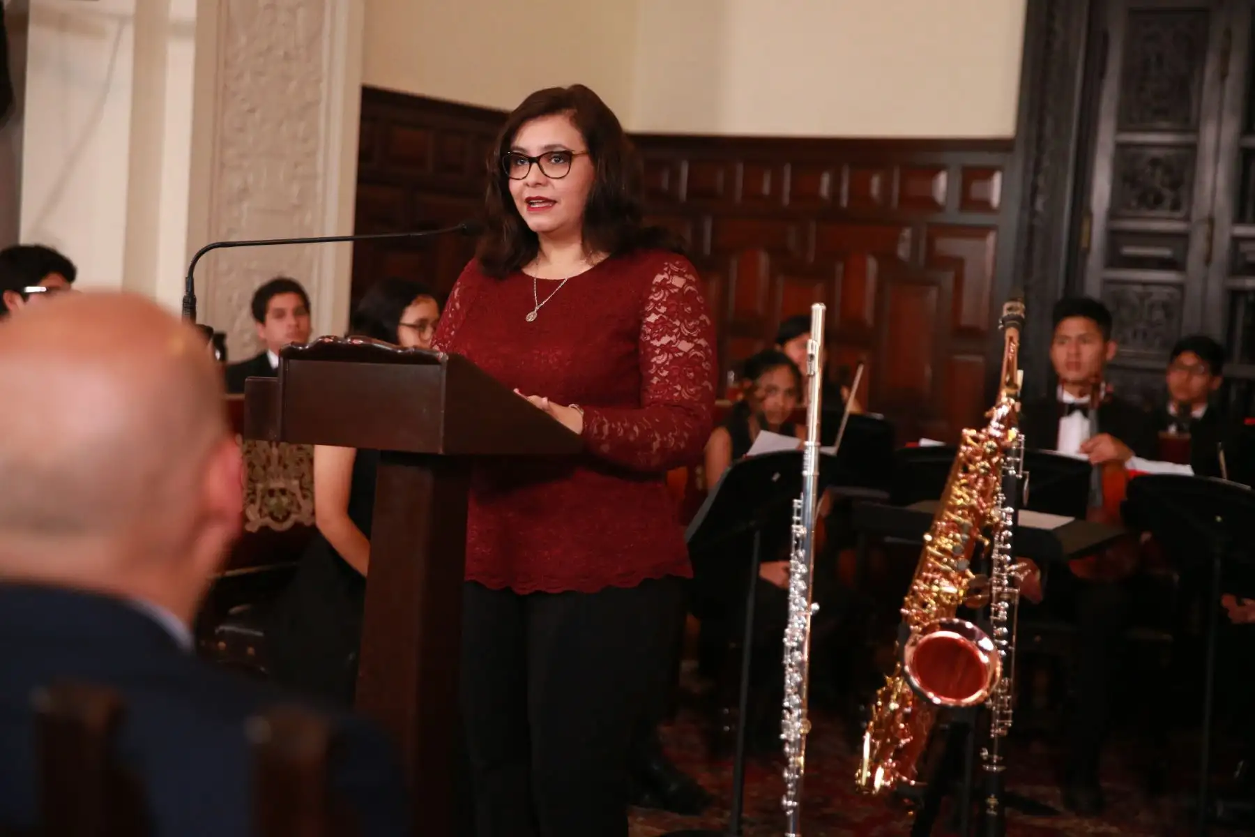 La primera dama Maribel Díaz participó esta mañana en la ceremonia de entrega de donación de instrumentos musicales a Sinfonía por el Perú por parte de la Embajada de China. Foto: ANDINA/Vidal Tarqui/ Prensa Presidencia