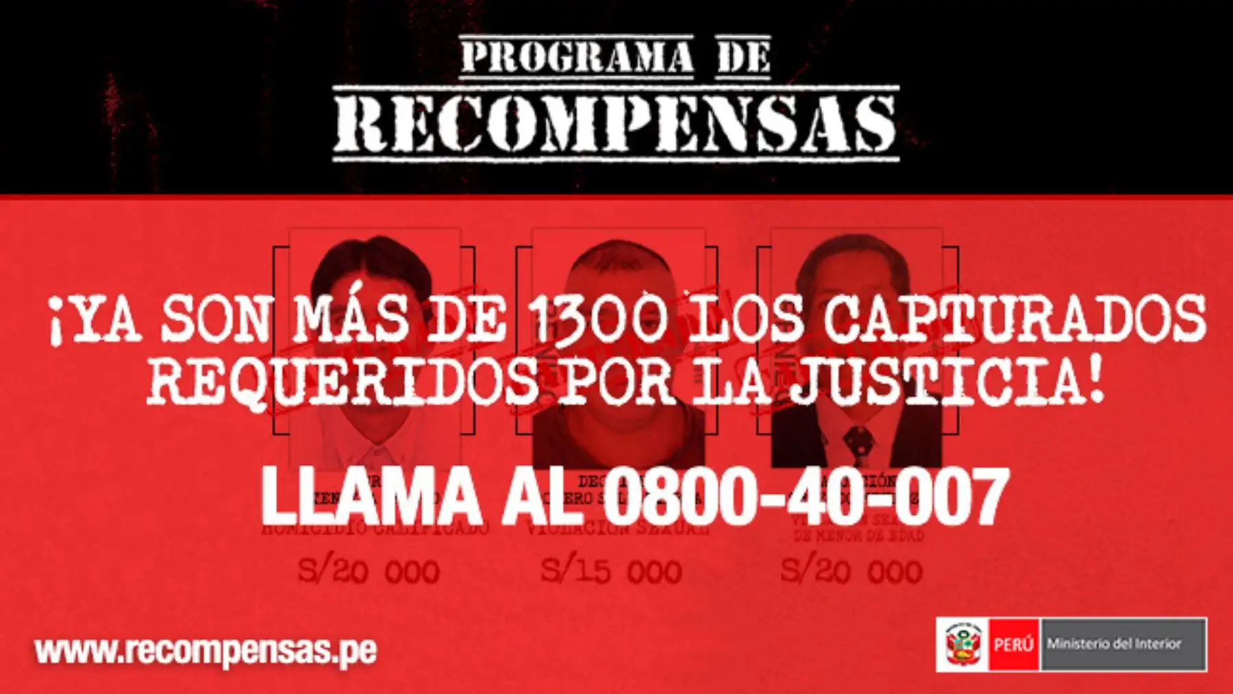 El Ministerio del Interior (Mininter) capturó a requisitoriados por la justicia. ANDINA/Difusión