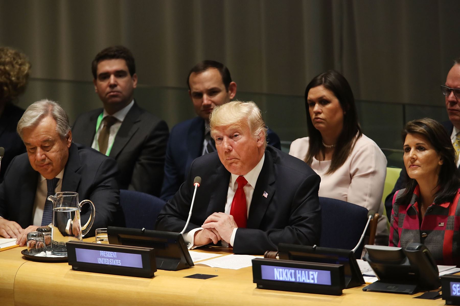 Presidente estadounidense Donald Trump asiste a una reunión sobre el problema mundial de las drogas en la ONU Foto: AFP