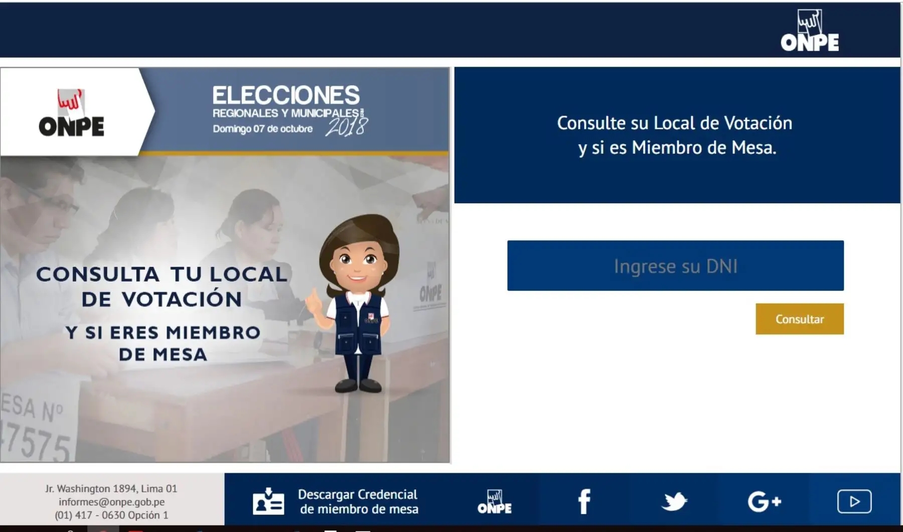 En esta plataforma de la ONPE conoce si eres miembro de mesa y donde se ubica tu local de votación.