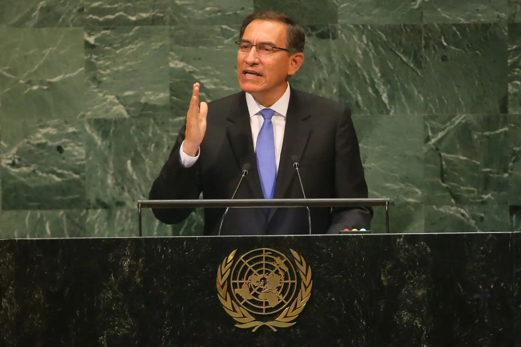 Discurso del presidente de la República,Martín Vizcarra, durante el 73º periodo de sesiones de la Asamblea General de las Naciones Unidas, en la ciudad de Nueva York (Estados Unidos).Foto: ANDINA/Juan Carlos Guzman/Prensa Presidencia