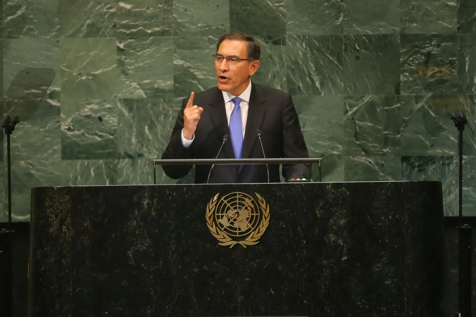 Discurso del presidente de la República,Martín Vizcarra, durante el 73º periodo de sesiones de la Asamblea General de las Naciones Unidas, en la ciudad de Nueva York (Estados Unidos).Foto: ANDINA/Juan Carlos Guzman/Prensa Presidencia