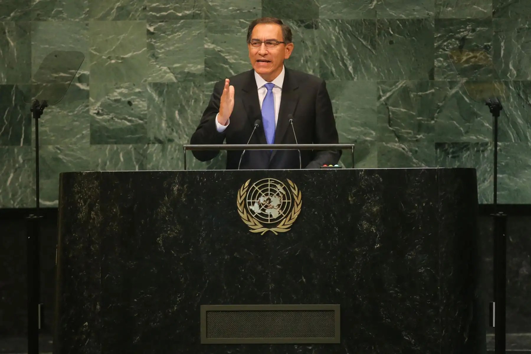 Discurso del presidente de la República,Martín Vizcarra, durante el 73º periodo de sesiones de la Asamblea General de las Naciones Unidas, en la ciudad de Nueva York (Estados Unidos).Foto: ANDINA/Juan Carlos Guzman/Prensa Presidencia