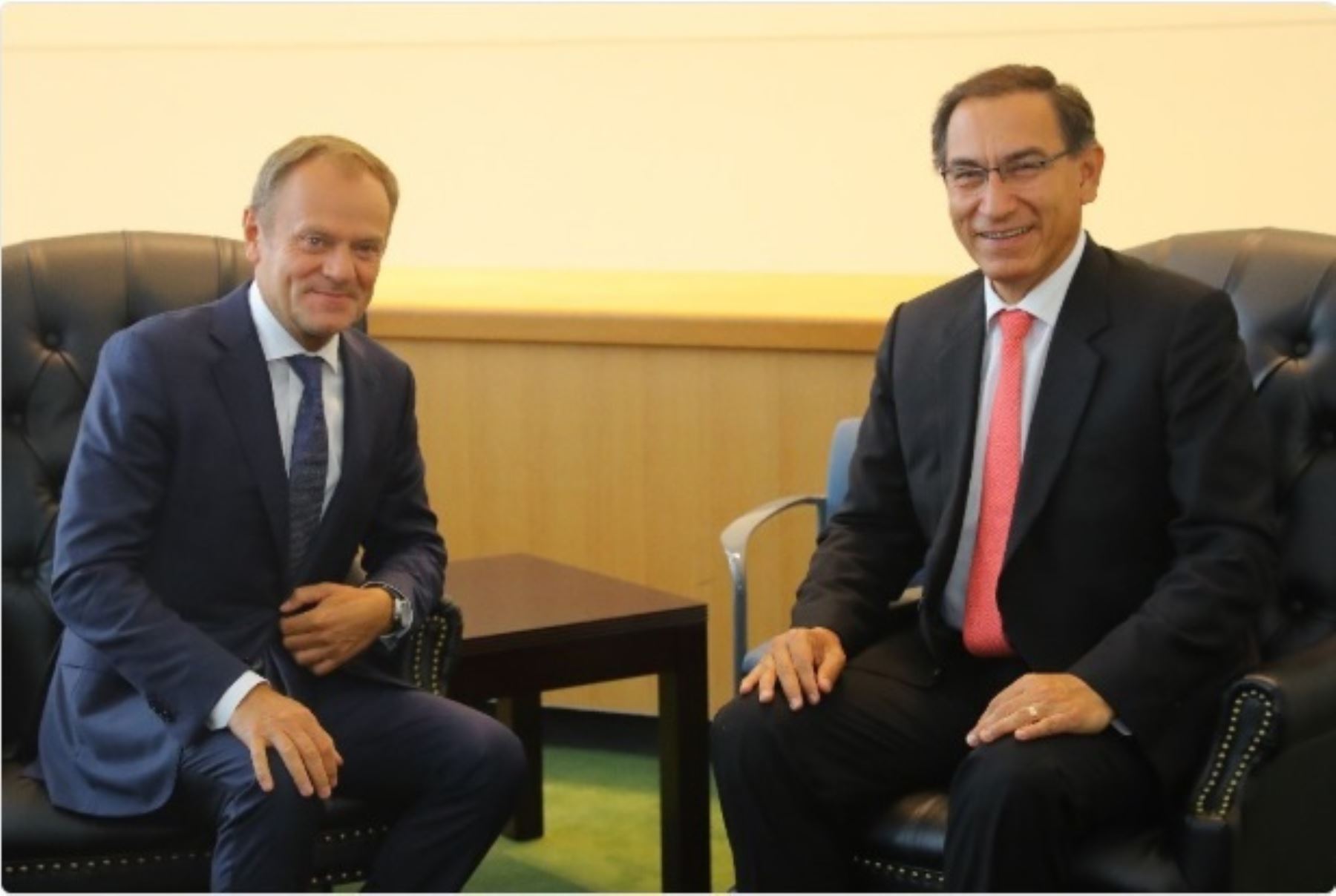 Presidente Martín Vizcarra sostuvo una reunión bilateral con el titular del Consejo Europeo, Donald Tusk,