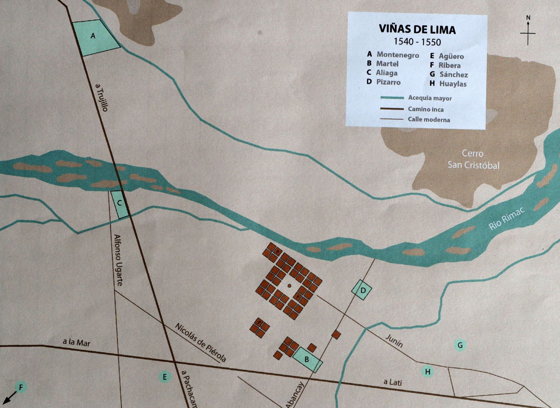 Plano de la ubicación de las viñas de Lima en el siglo XVI. Foto: Efe.