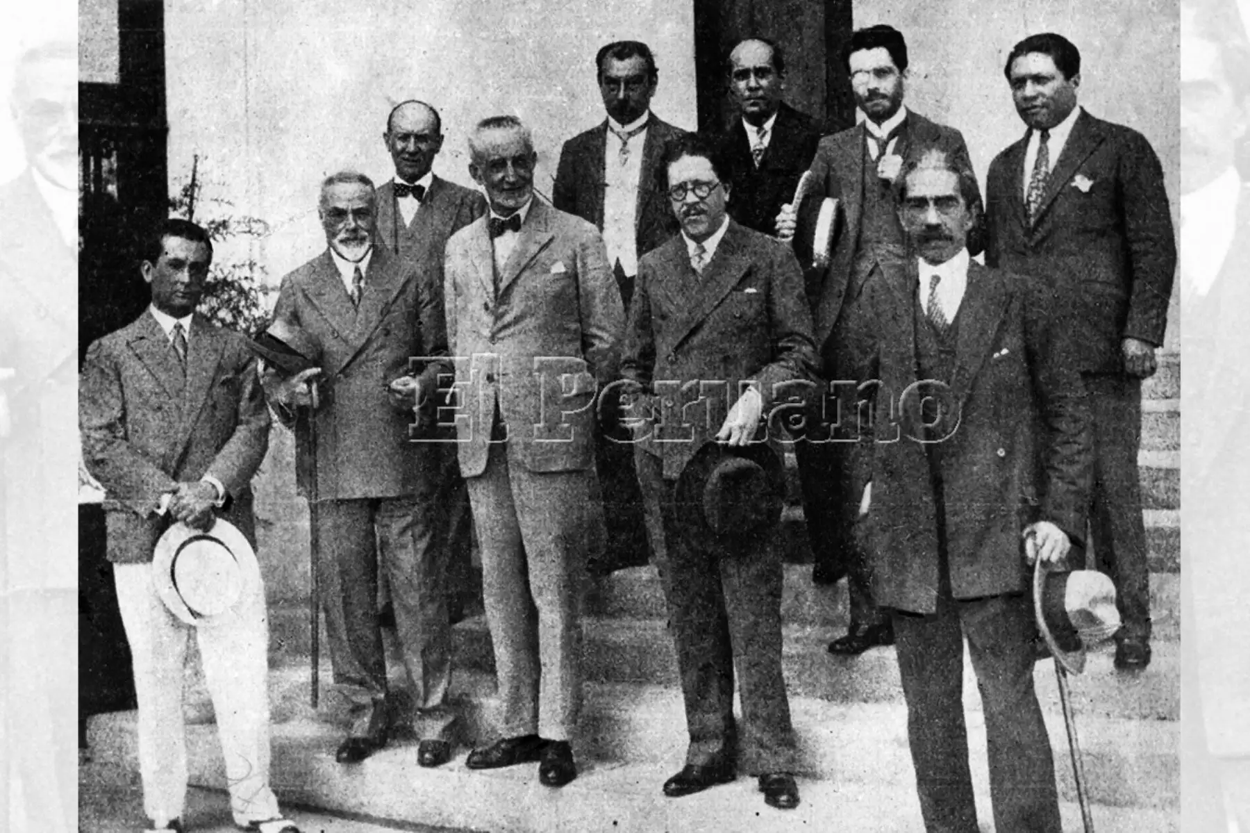 Profesores de la Escuela Nacional de Bellas Artes: José Gálvez, Luis Ugarte, Clemente Palma, Daniel Hernández, entre otros (1930). Foto: Archivo Histórico de EL PERUANO