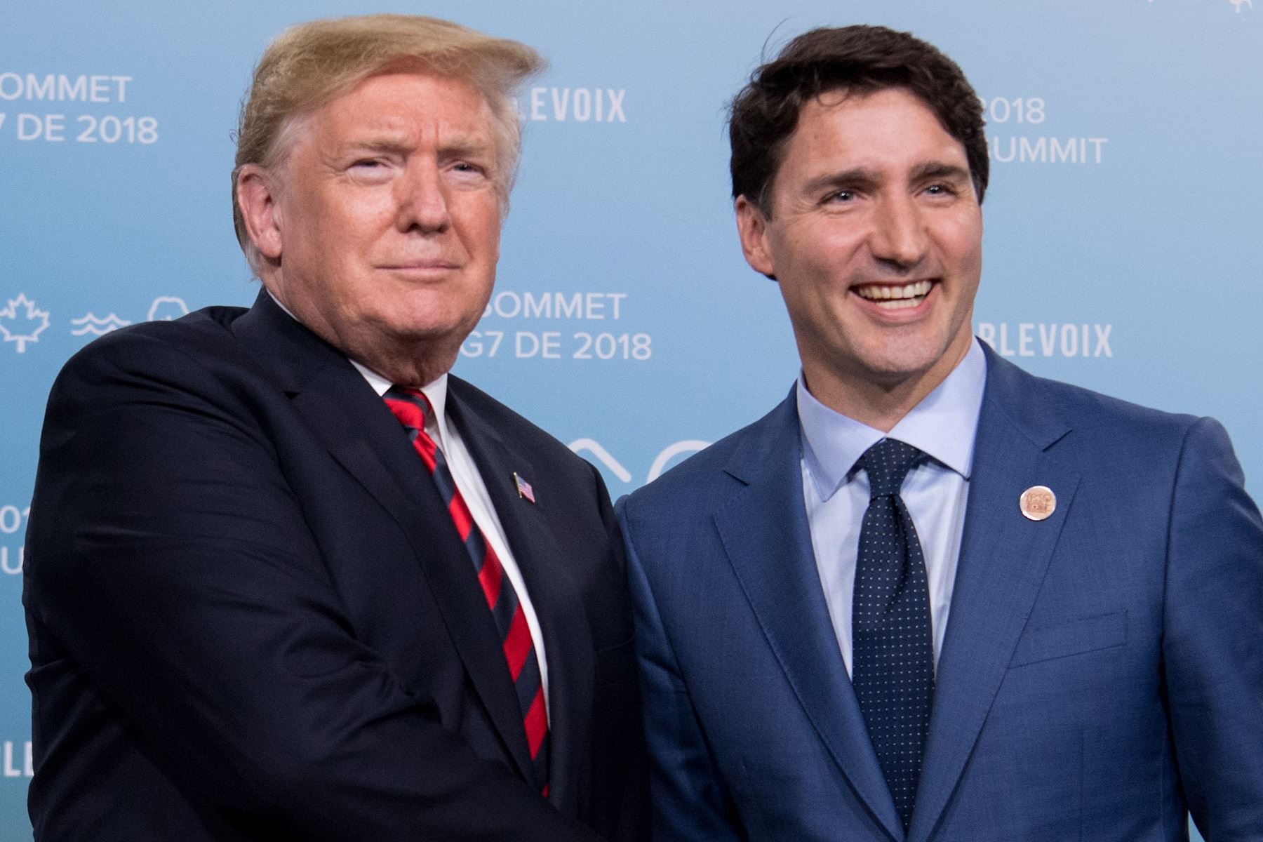 Donald Trump y Justin Trudeau. Foto: AFP.