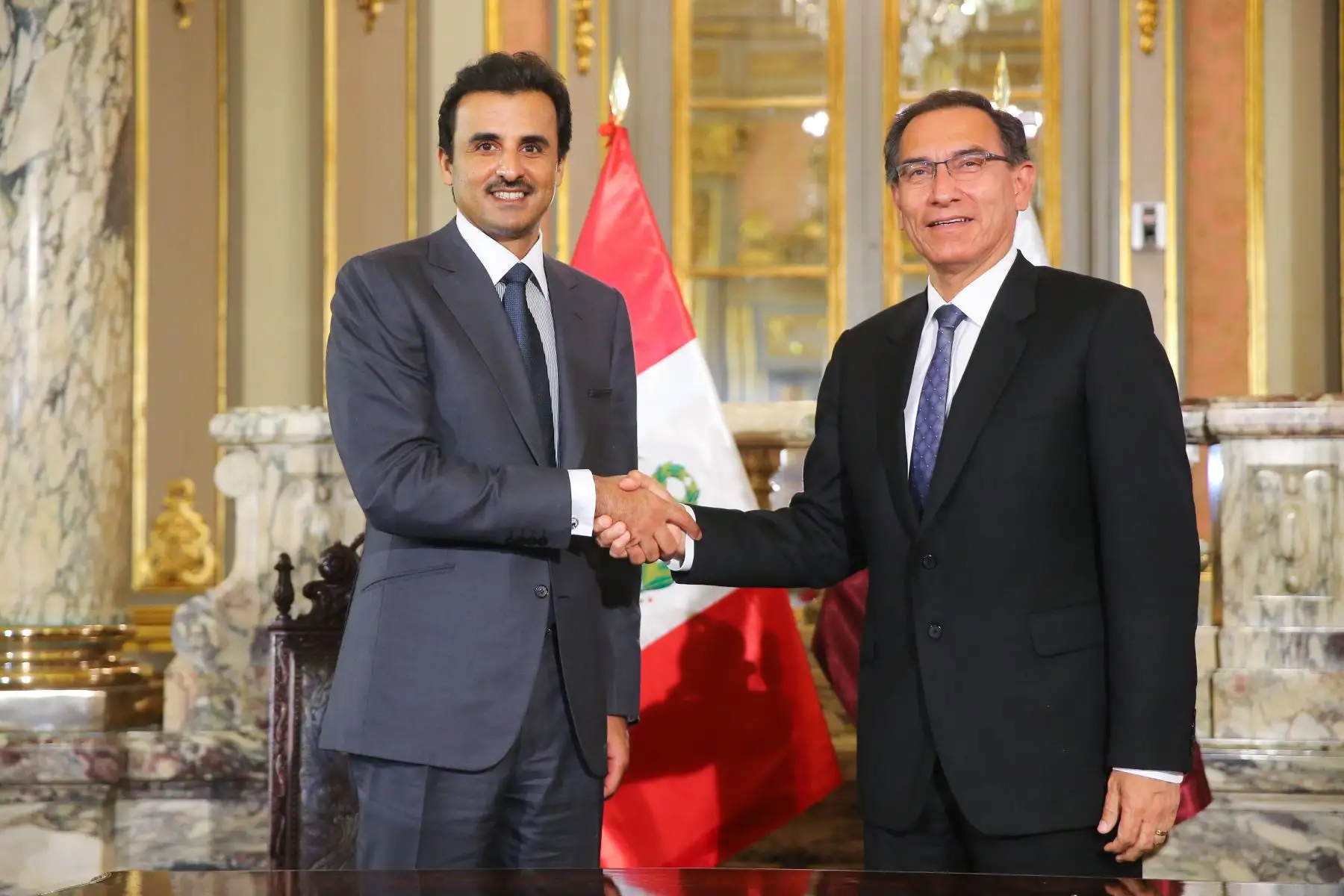 Jefe de Estado Martín Vizcarra, recibe al emir de Qatar en visita oficial al Perú.Foto: ANDINA/Eddy Ramos