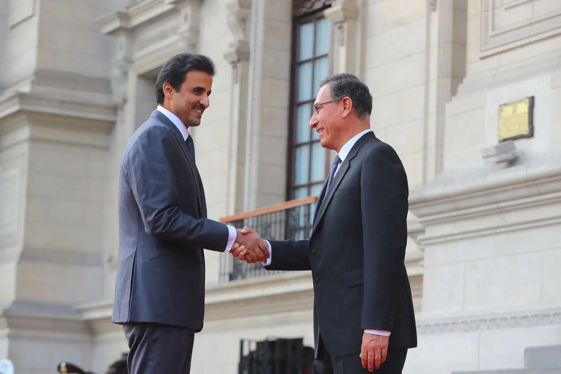 Jefe de Estado Martín Vizcarra, recibe al emir de Qatar en visita oficial al Perú.Foto: ANDINA/Eddy Ramos