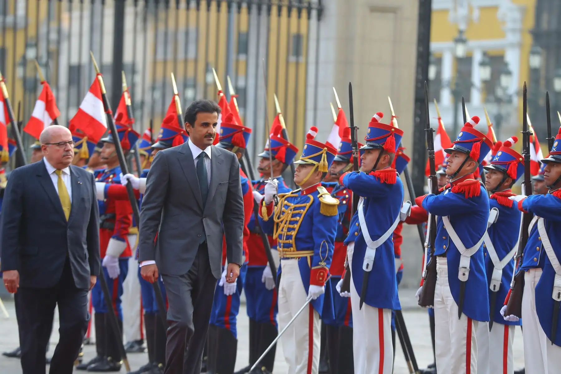 Jefe de Estado Martín Vizcarra, recibe al emir de Qatar en visita oficial al Perú.Foto: ANDINA/Eddy Ramos