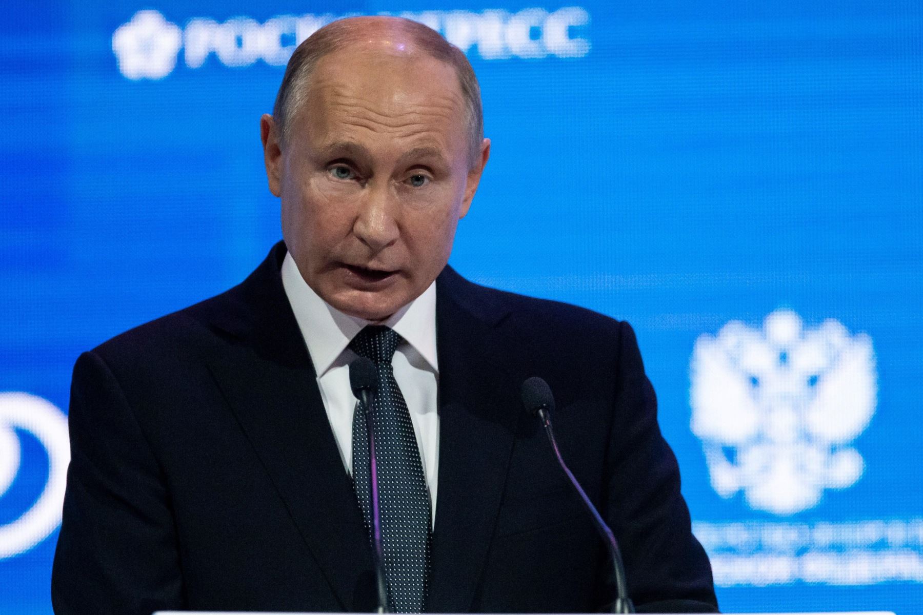 El presidente de Rusia, Vladimir Putin, en el foro internacional Semana de la Energía. Foto: EFE.