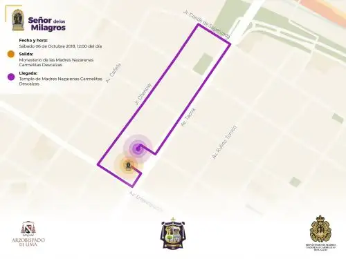 Mapa del primer recorrido. Foto: Arzobispado de Lima.