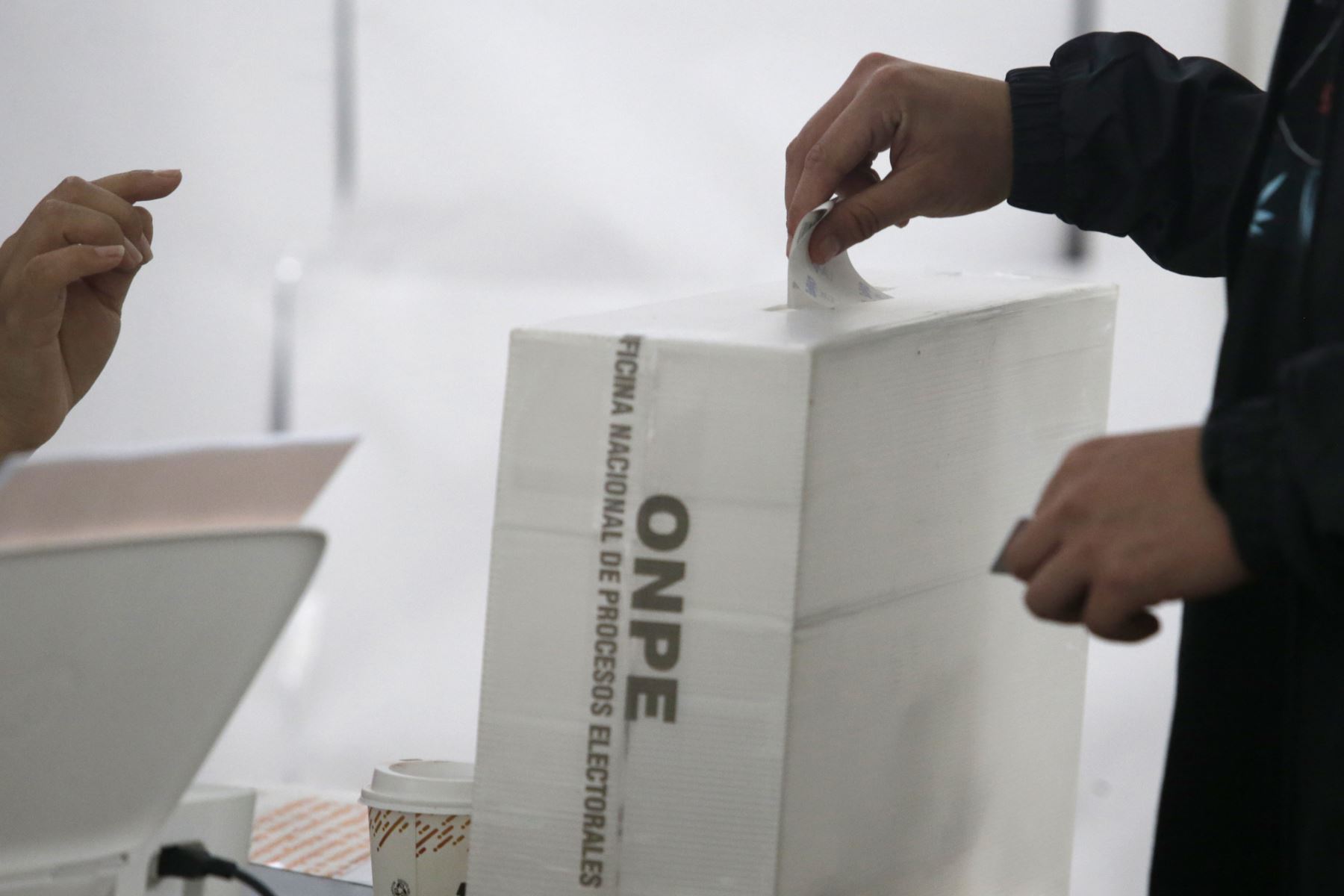 Electores en la I.E 1230 en La Molina sufragan mediante voto electrónico durante las elecciones municipales 2018. Foto: ANDINA/Melina Mejía