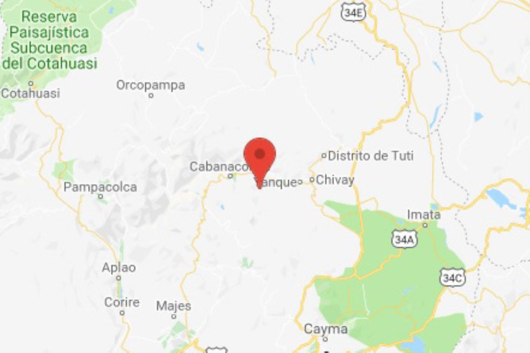 Sismo de magnitud 3.4 se registró esta noche en el distrito de Maca, región Arequipa. ANDINA/Difusión