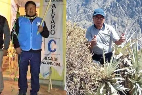 Trifón Yanque y Yoni Yanque, sobrino y tío, respectivamente, disputan la alcaldía de Tuti, en Arequipa. Foto: INTERNET/Medios.