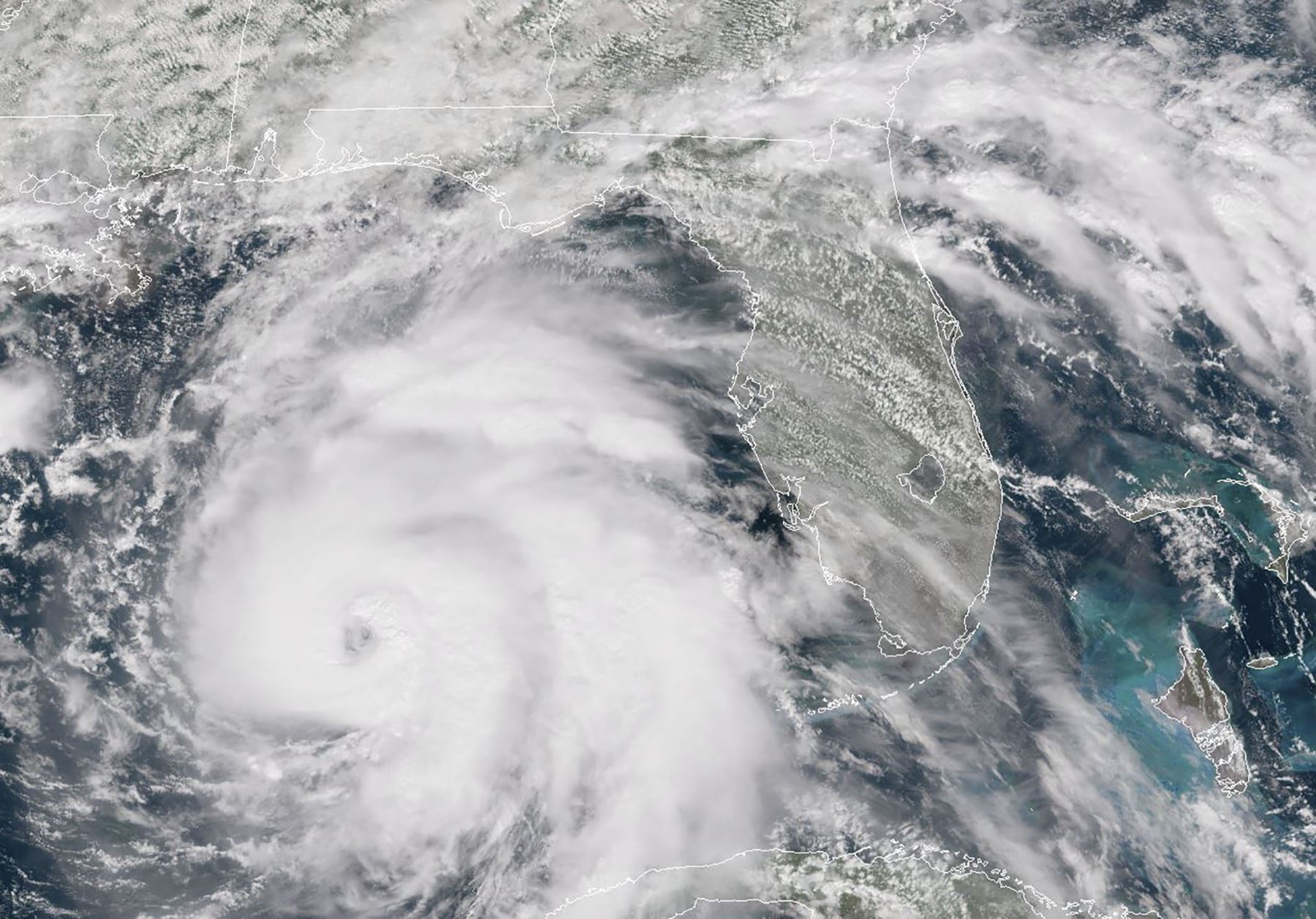 Imagen satelital del huracán Michael Foto: AFP