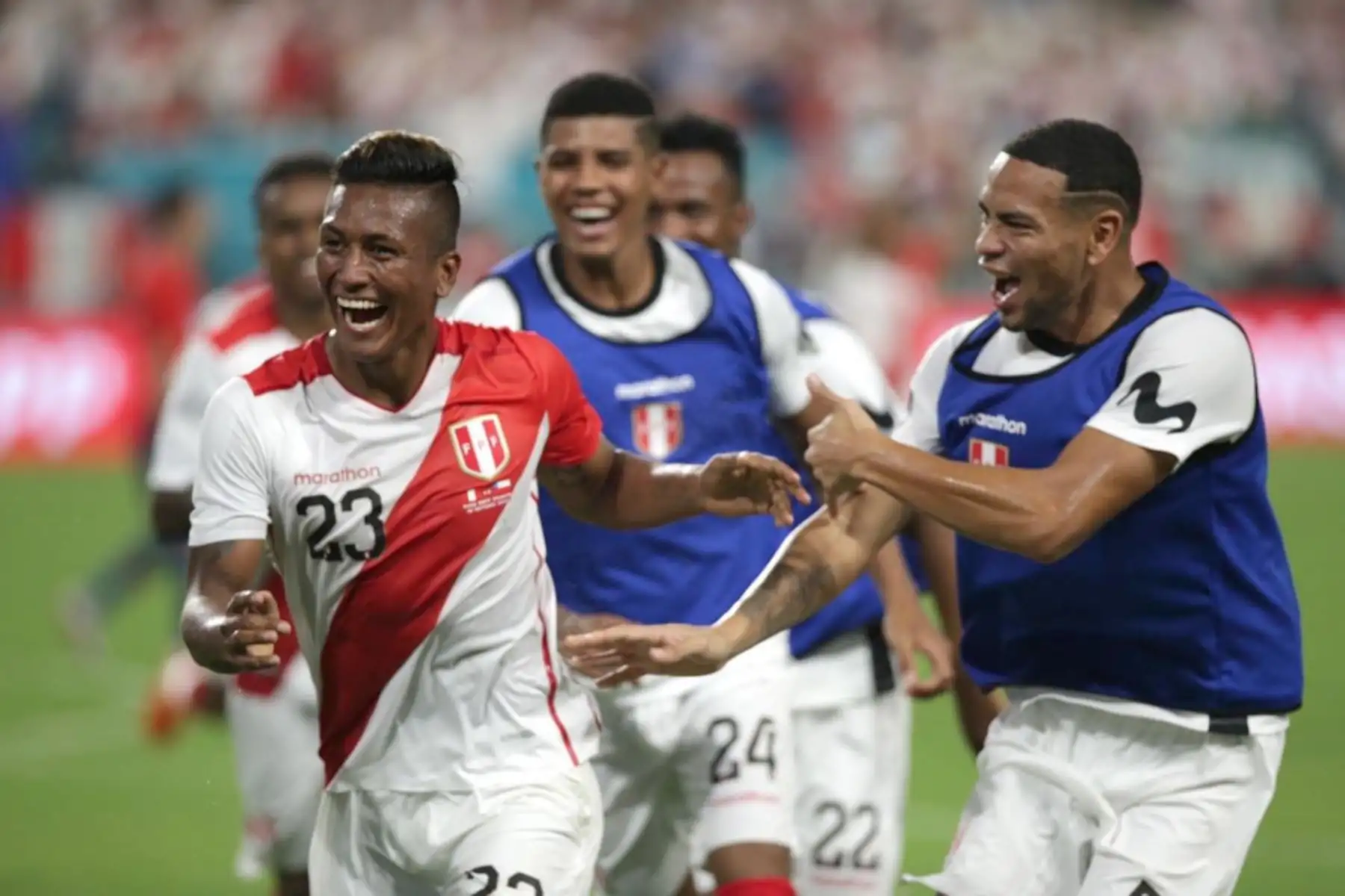 La selección de Perú venció por 3-0 a Chile en partido amistoso disputado en el Hard Rock Stadium de Miami, en Estados Unidos.Foto:ANDINA/ FPF