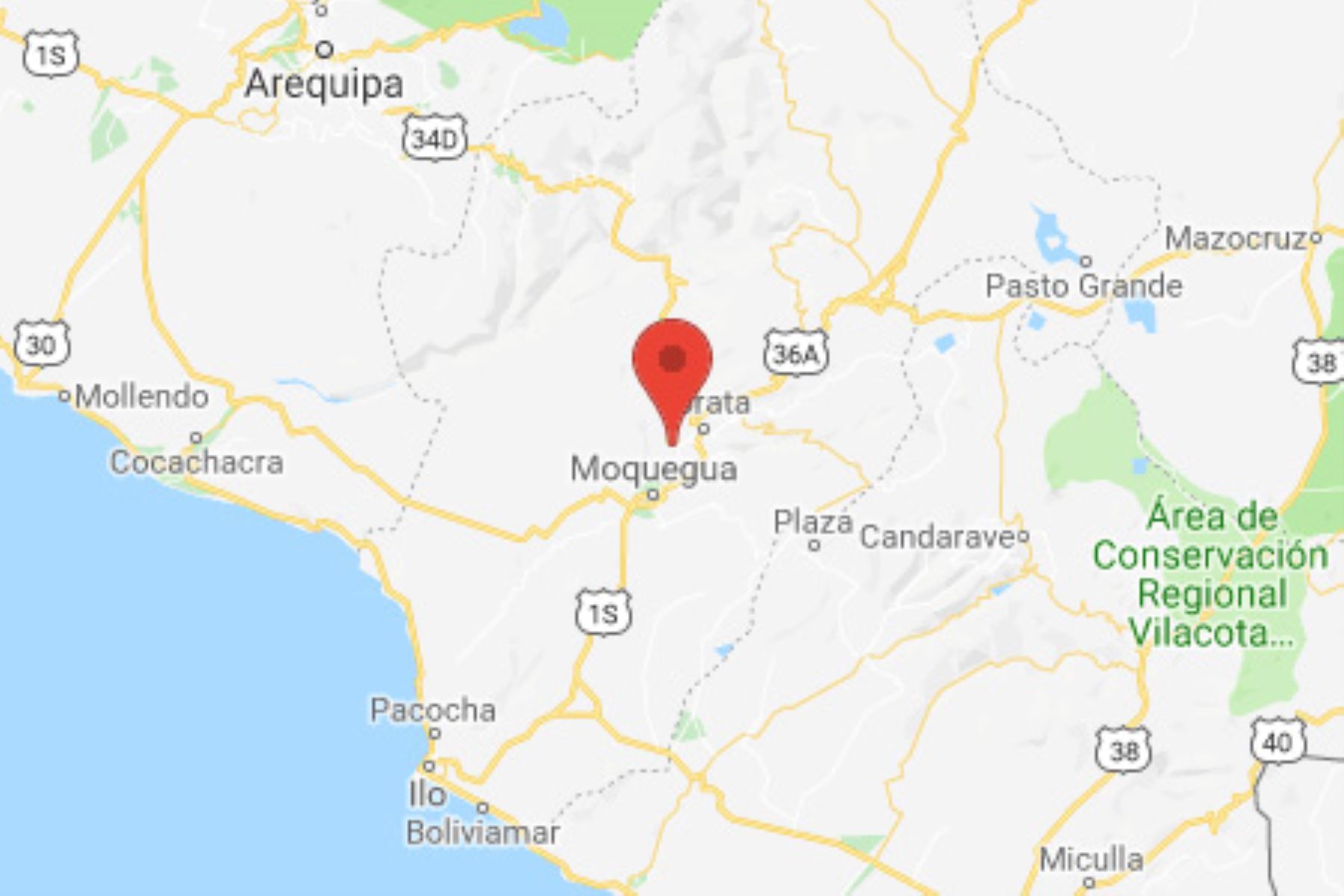 A las 2:45 horas se registró un sismo de magnitud 3.5 en Torata, provincia de Mariscal Nieto, región Moquegua.