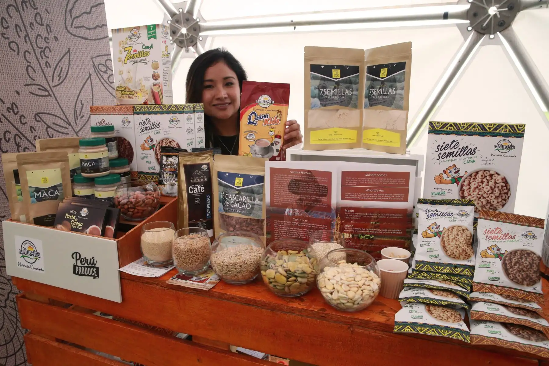 Productos regionales, procedentes de nuestro Perù presentan en la feria de productos Domo "Perú Produce", que reúne a más de 10 milpymes, en la Costa Verde de San Miguel .Foto: ANDINA/Norman Córdova