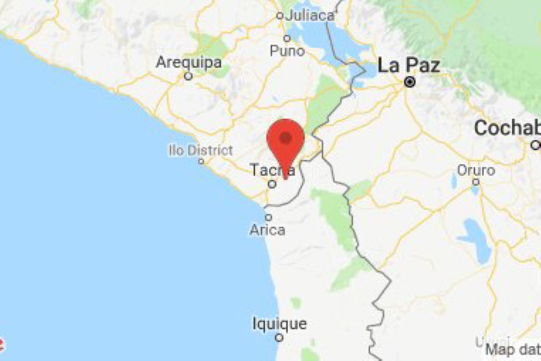 Fuerte sismo de magnitud 5.0 se registra cerca de la localidad de Calana, en Tacna.