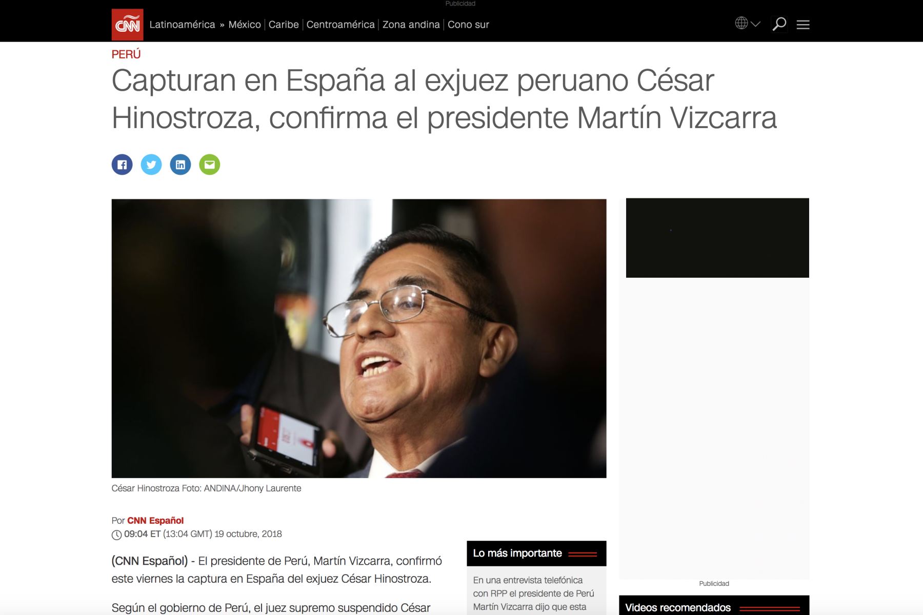 19/10/2018   "CNN en Español".Foto: Internet/Medios.