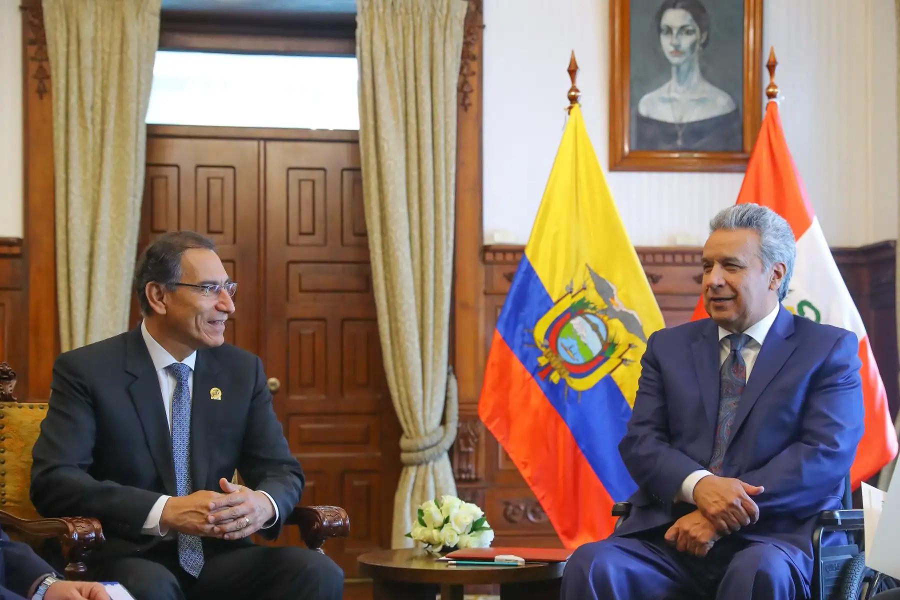 Jefe de Estado se reúne con el Presidente Lenin Moreno durante su visita al Ecuador. Foto: ANDINA/Prensa Presidencia
