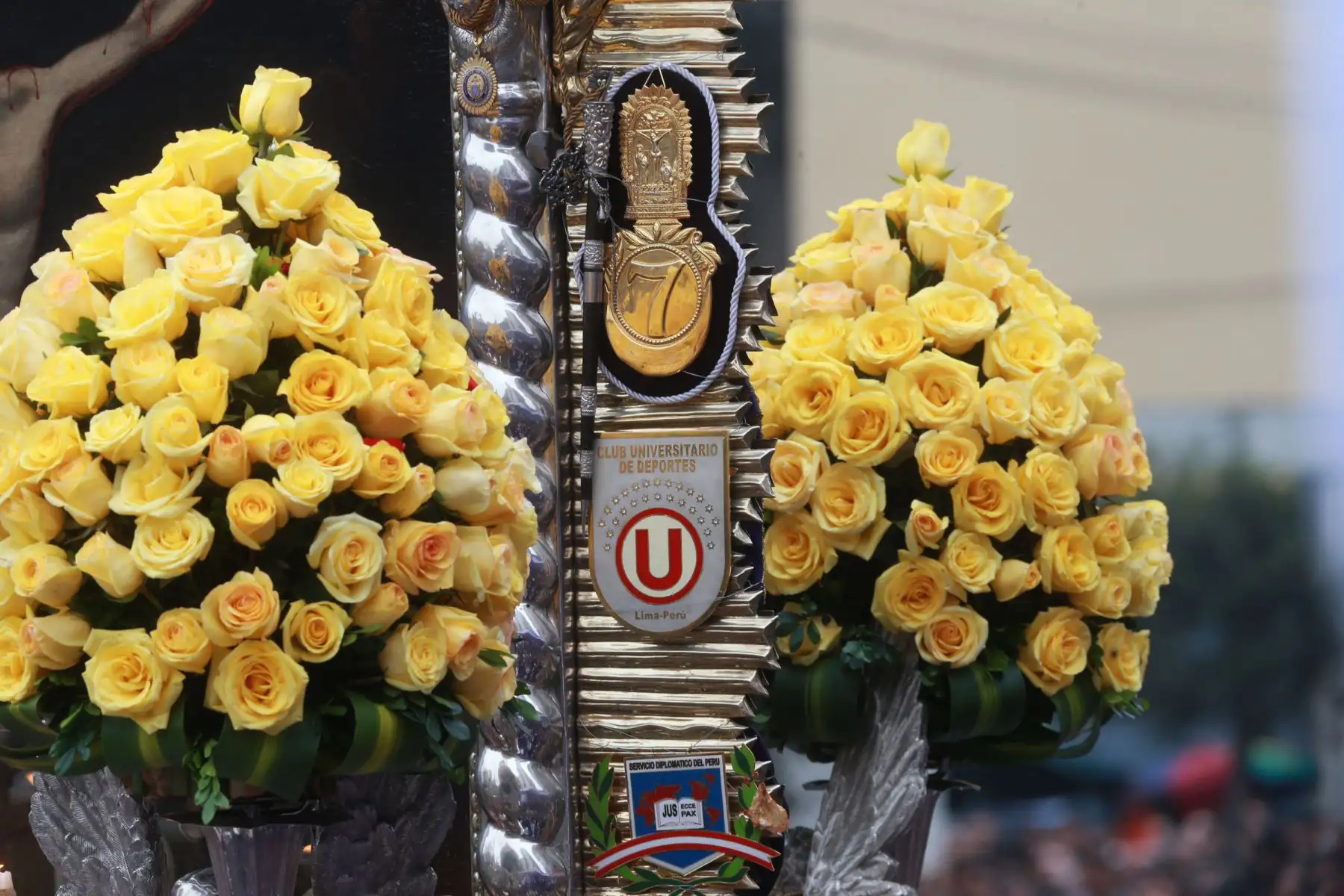 Detalles  de la sagrada anda del señor de los Milagros .Foto: ANDINA/Norman Córdova
