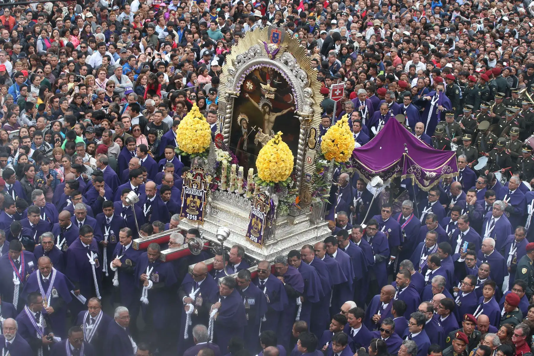 Procesión del Señor de los Milagros. Foto: ANDINA/Vidal Tarqui