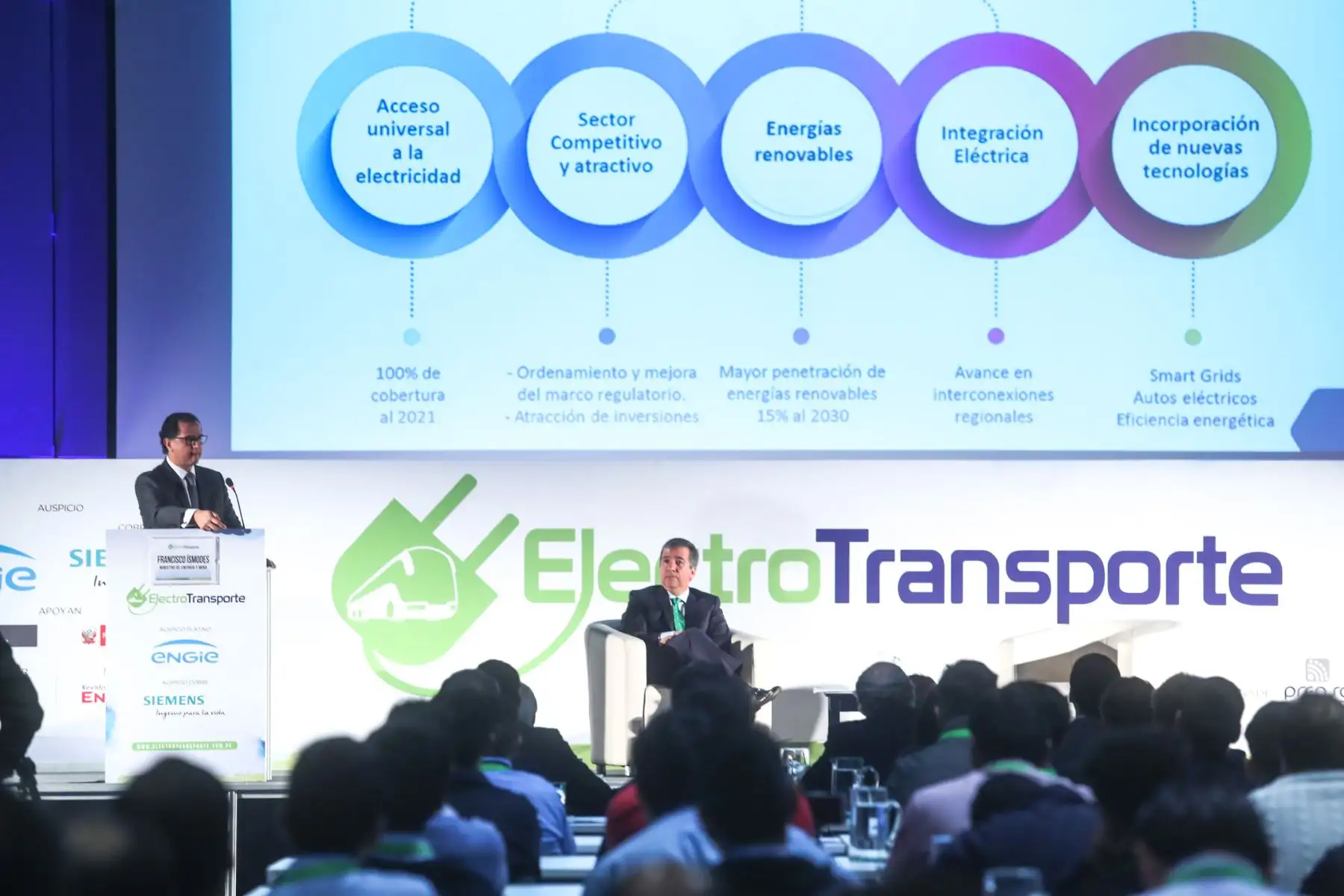 Ministro del MEM, Francisco ísmodes, participó en la Feria Electro Transporte,Foto: ANDINA/MEM