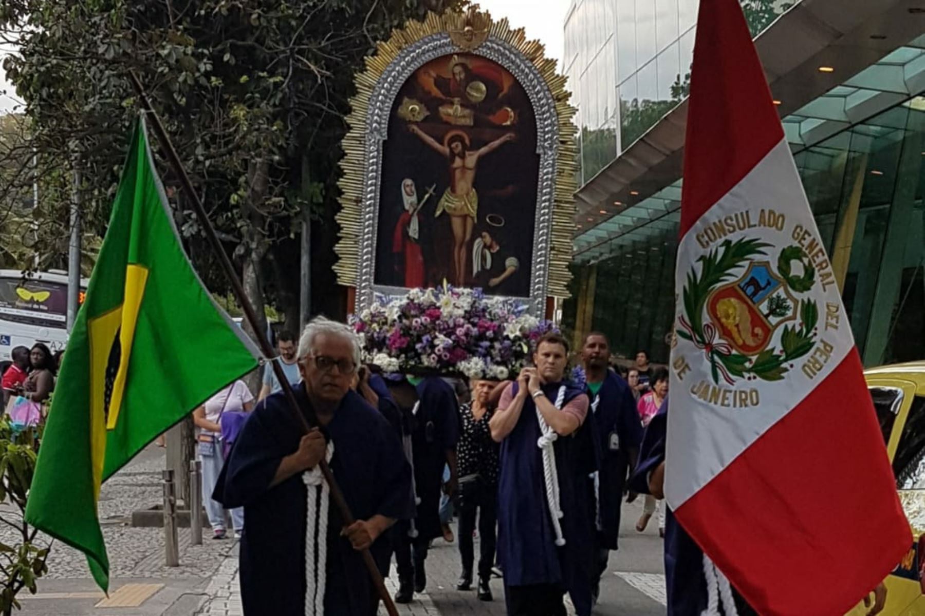 Procesión del Señor de los Milagros en Río de Janeiro cumplió 25 años. Foto: Cortesía
