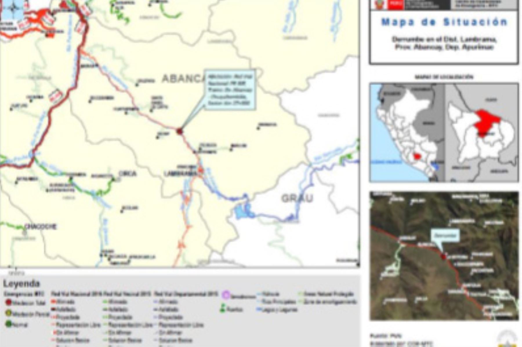 Derrumbe ocasionó bloqueo del tramo División Abancay-Chuquibambilla de la Red Vial Nacional PE-3SF, región Apurímac.