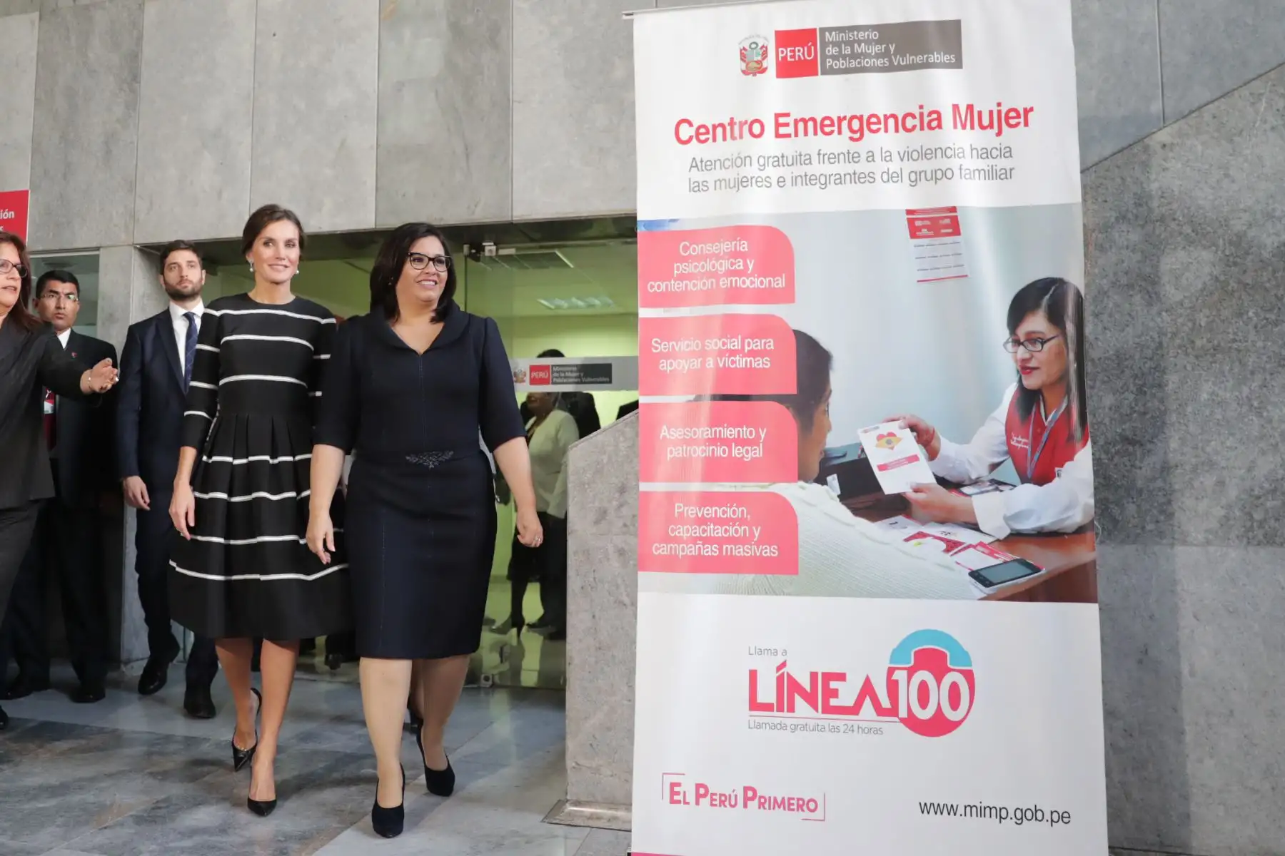 Primera dama y reina Letizia visitaron el Centro Emergencia Mujer, ubicado en el Ministerio de la Mujer y Poblaciones Vulnerables. Foto: ANDINA/Prensa Presidencia