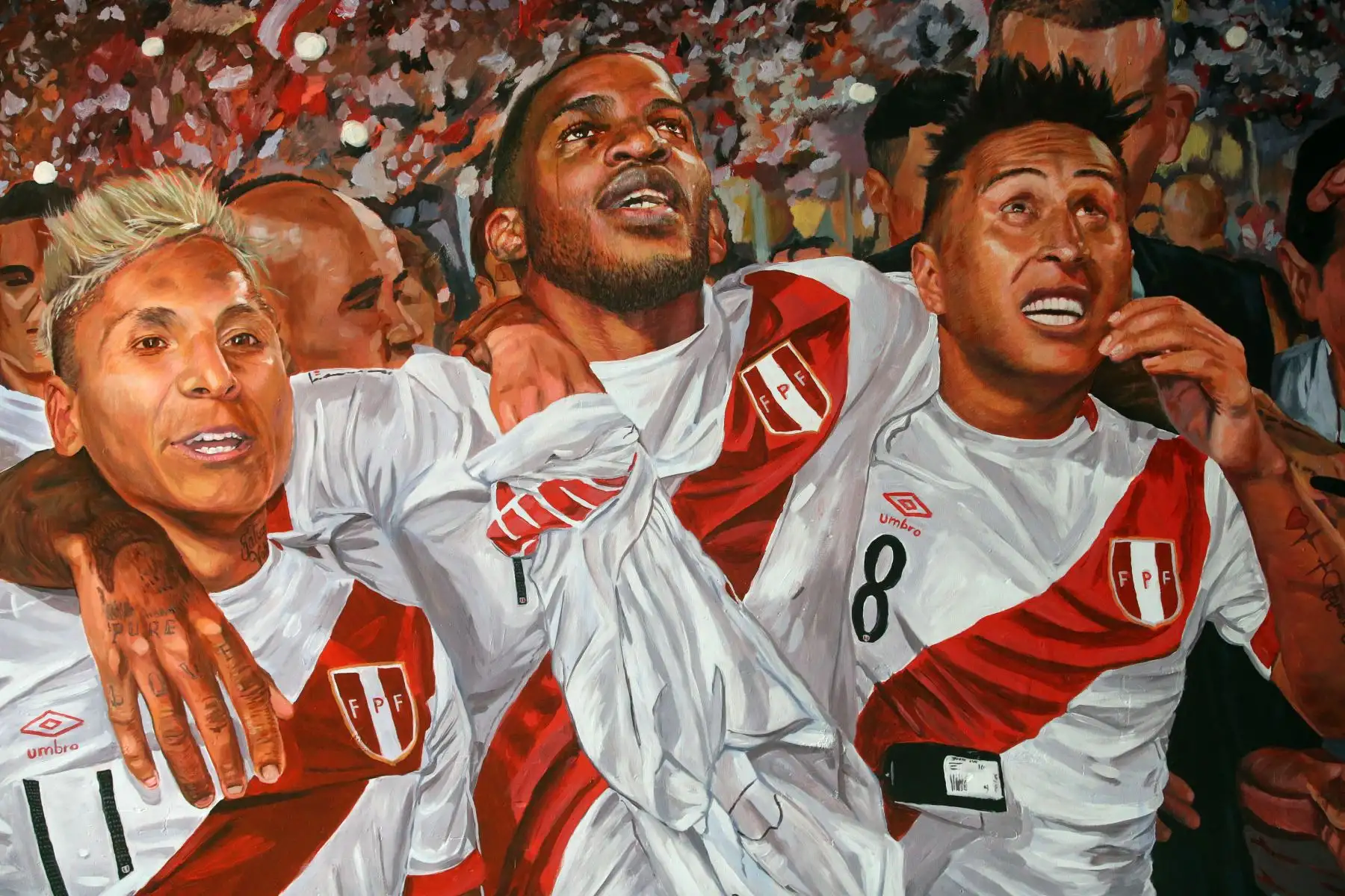 Instituto Peruano de Deporte presenta, mural en homenaje a la clasificación al Mundial fue presentado en el Estadio Nacional. Foto: ANDINA/Vidal Tarqui