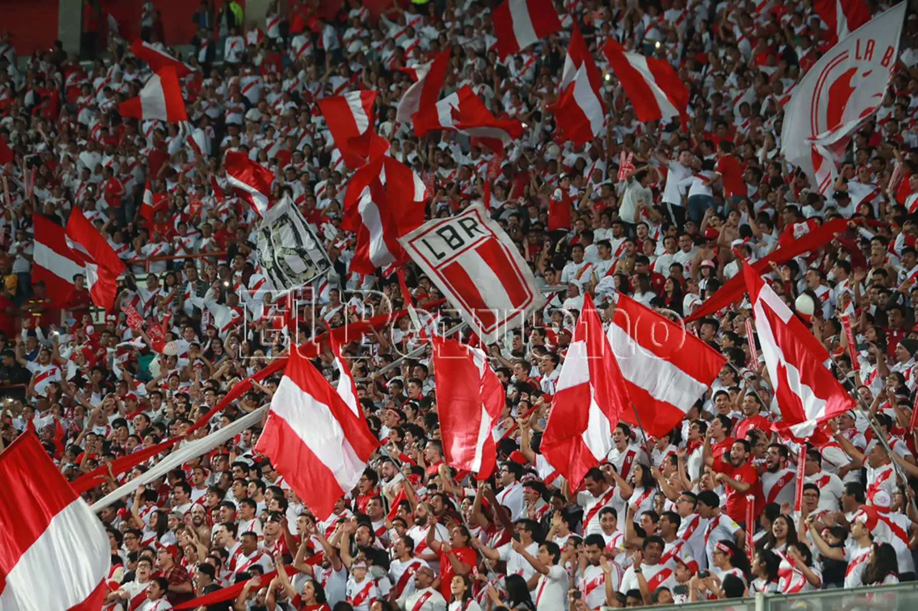 Lima - 15 noviembre 2017 / Hinchas peruanos celebran en el Estadio Nacional la clasificación de Perú al Mundial de Rusia 2018. Foto: Diario Oficial EL PERUANO / Carlos Lezama