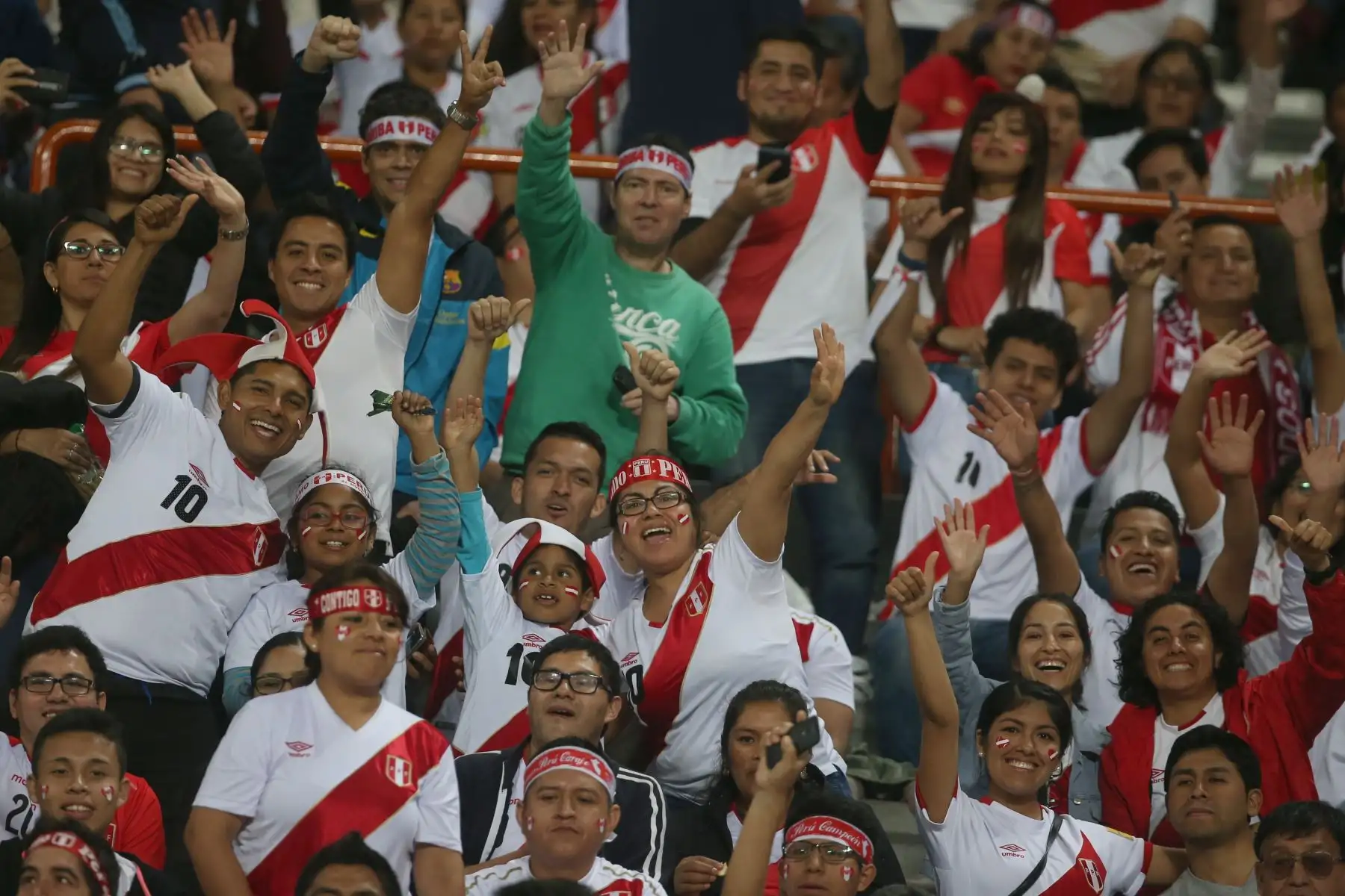 Hinchas peruanos en el partido Perú contra Ecuador. Foto: ANDINA/Vidal Tarqui