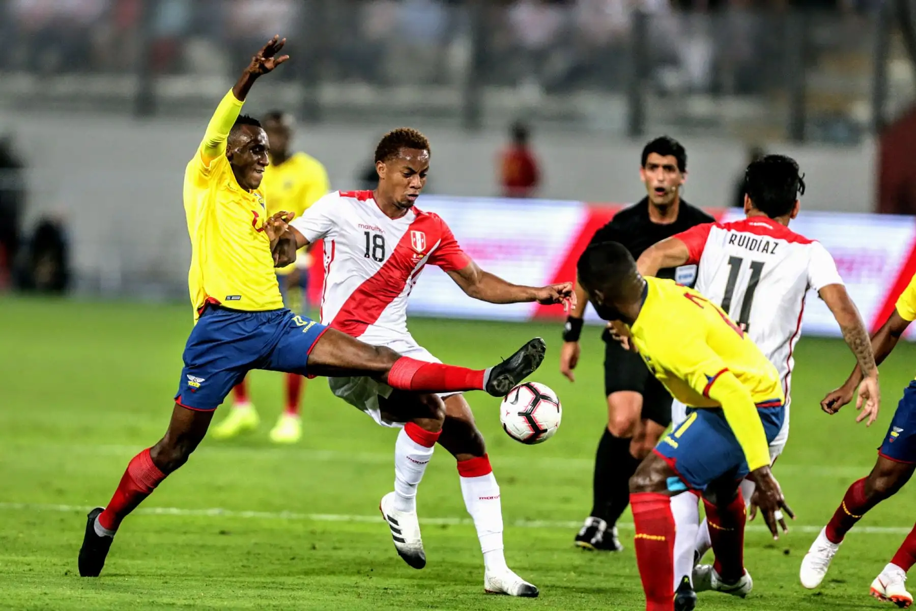 Selección peruana de fútbol se enfrenta a su similar de Ecuador en partido amistoso por la fecha FIFA. Foto: ANDINA/Luis Iparraguirre