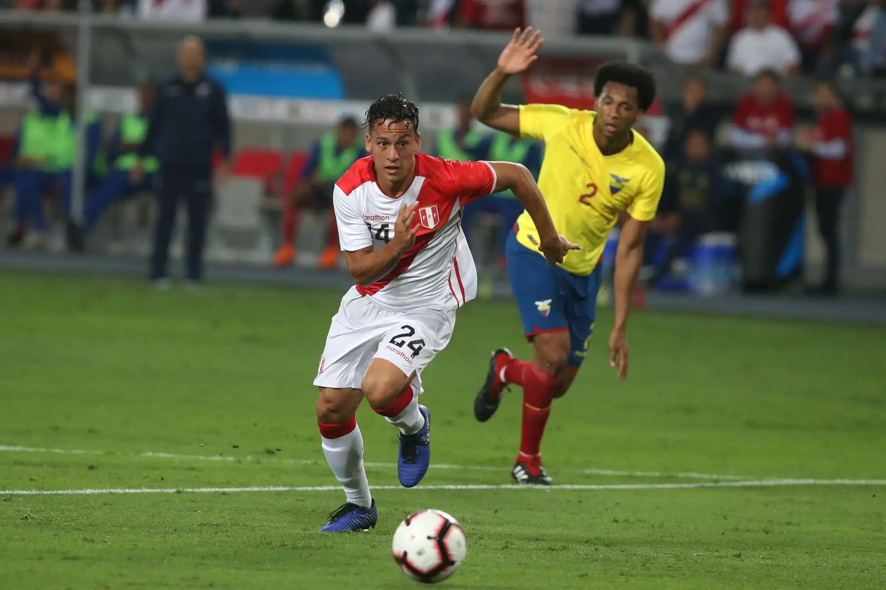 Selección peruana de fútbol se enfrenta a su similar de Ecuador en partido amistoso por la fecha FIFA. Foto: ANDINA/Vidal Tarqui