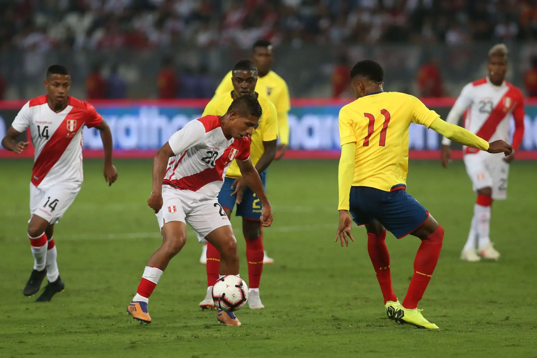 Selección peruana de fútbol se enfrenta a su similar de Ecuador en partido amistoso por la fecha FIFA. Foto: ANDINA/Vidal Tarqui