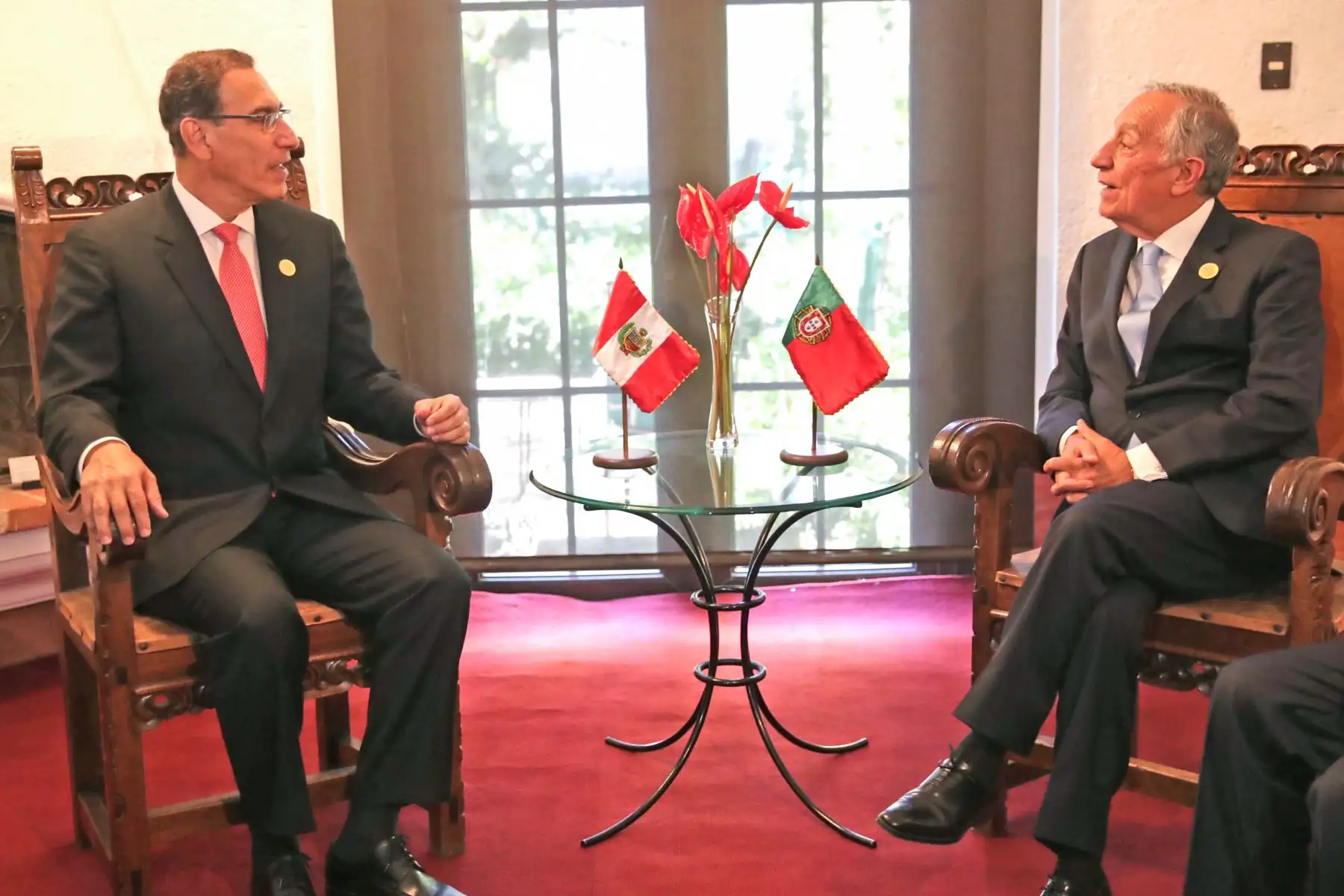 Presidente Vizcarra en reunión bilateral con el mandatario de Portugal, Marcelo Rebelo de Sousa. Foto: ANDINA/Prensa Presidencia