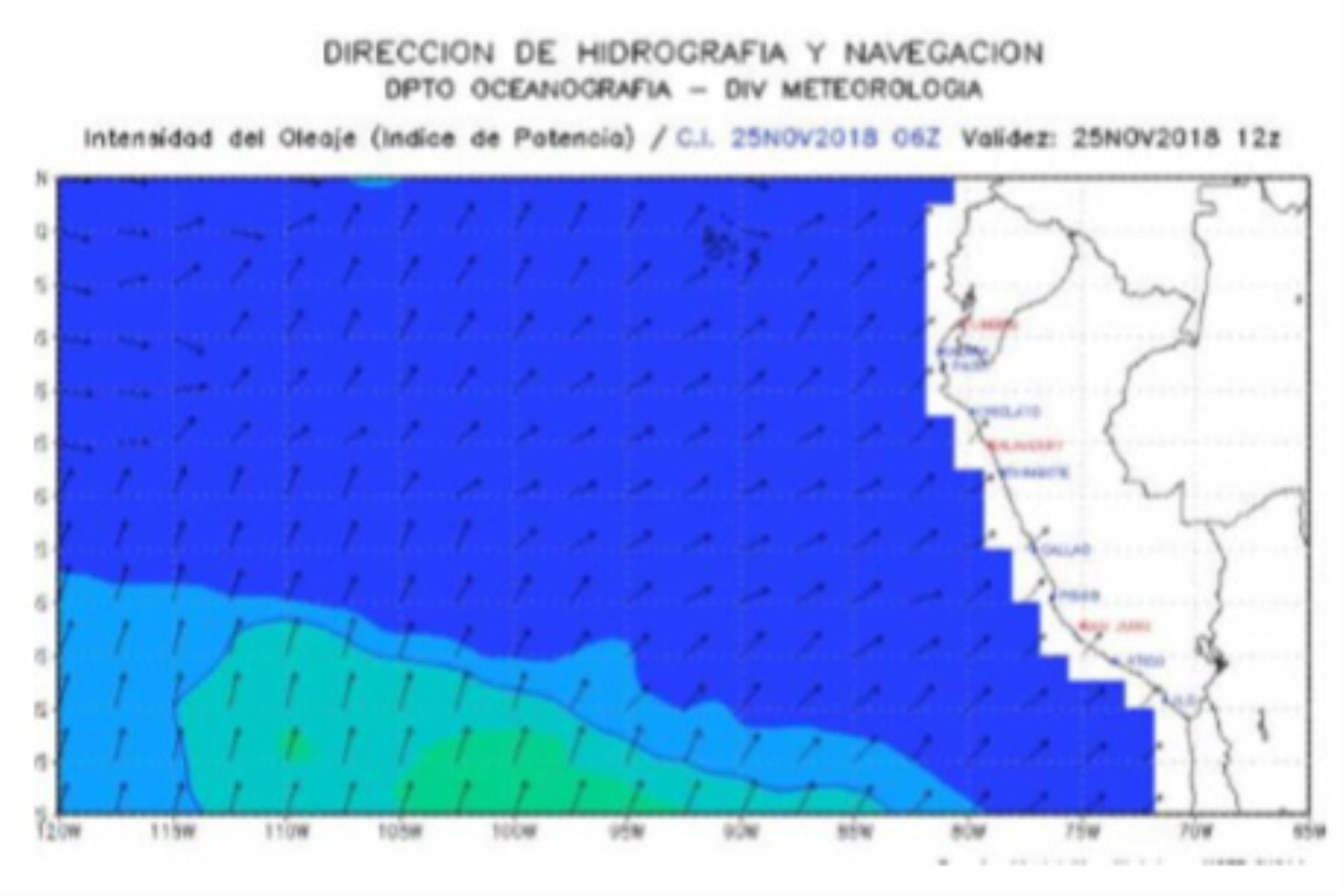 La Dirección de Hidrografía y Navegación (DHN) informó que actualmente el estado del mar en todo el litoral presenta condiciones normales; sin embargo, en la zona sur se espera la ocurrencia de oleaje ligero desde este lunes.