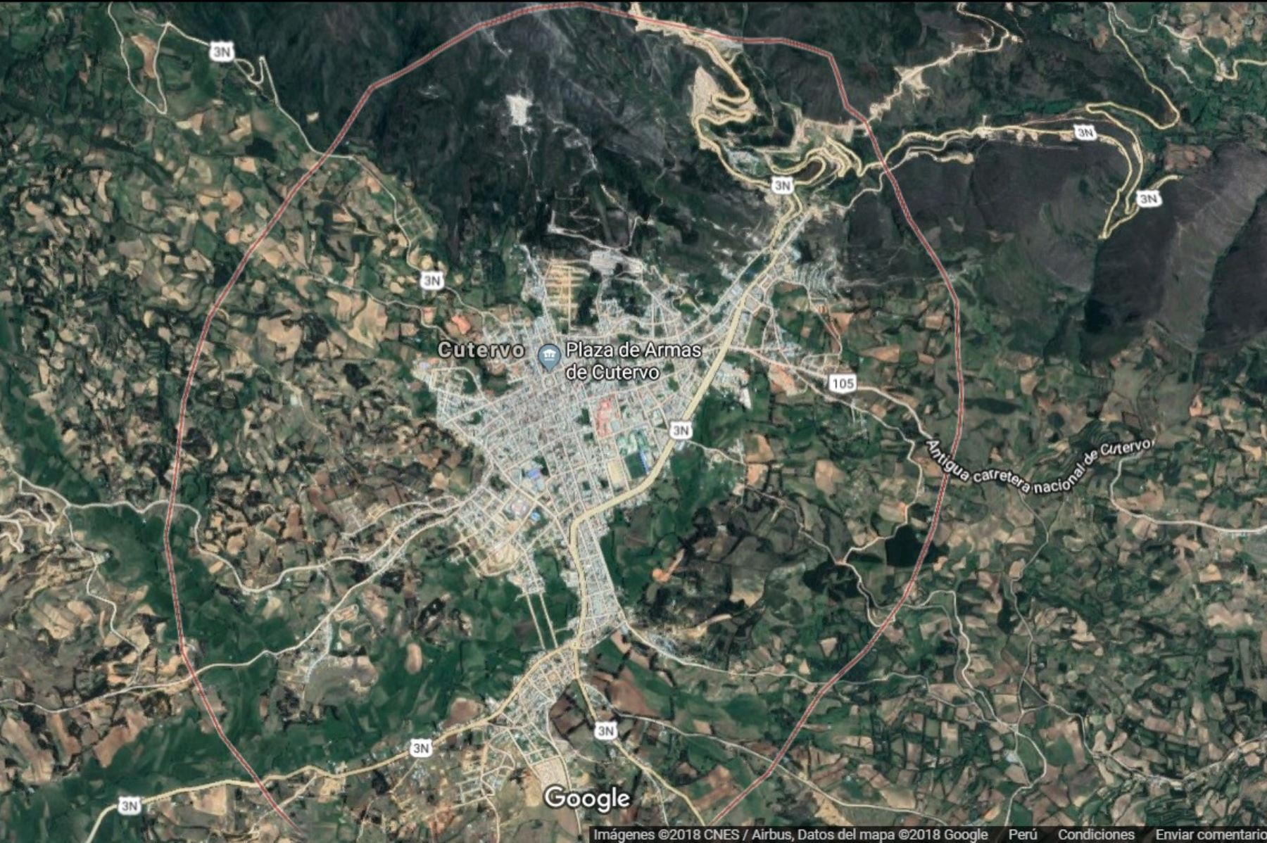 Sismo de magnitud 4.0 se registró esta mañana en Cutervo, Cajamarca. Foto: Google Maps