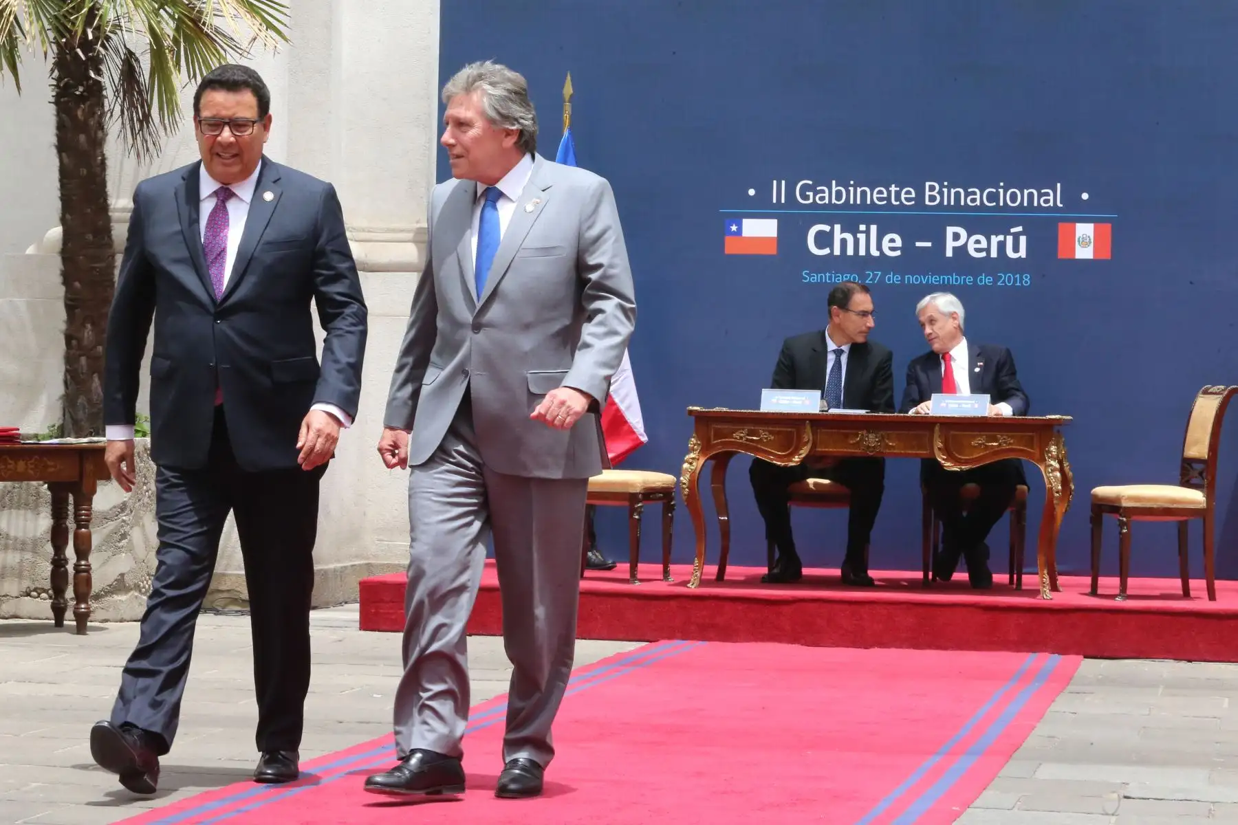 Presidente Vizcarra y su homólogo chileno, Sebastián Piñera en el II Gabinete Binacional Chile - Perú, que se realiza en Santiago de Chile.Foto: ANDINA/Prensa Presidencia