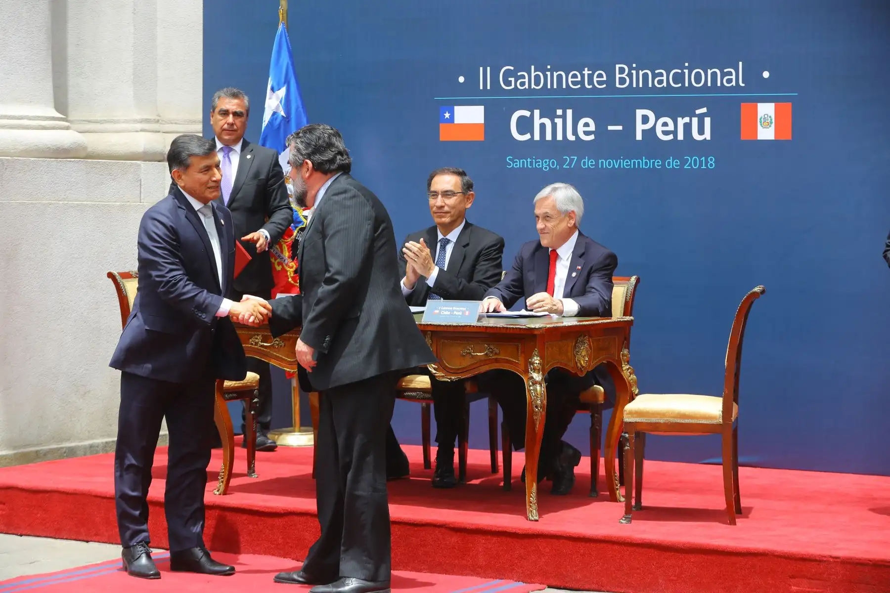Presidente Vizcarra y su homólogo chileno, Sebastián Piñera en el II Gabinete Binacional Chile - Perú, que se realiza en Santiago de Chile.Foto: ANDINA/Prensa Presidencia
