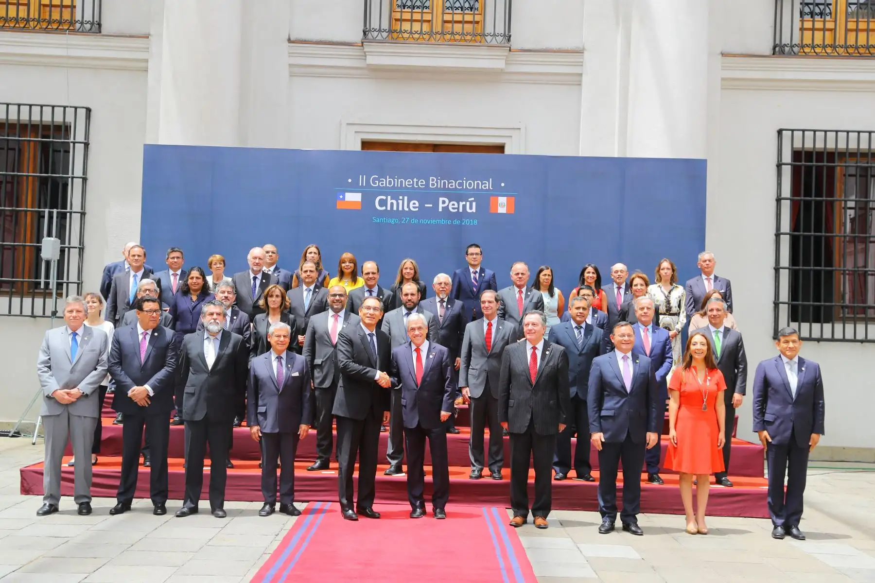 Presidente Vizcarra y su homólogo chileno, Sebastián Piñera en el II Gabinete Binacional Chile - Perú, que se realiza en Santiago de Chile.Foto: ANDINA/Prensa Presidencia
