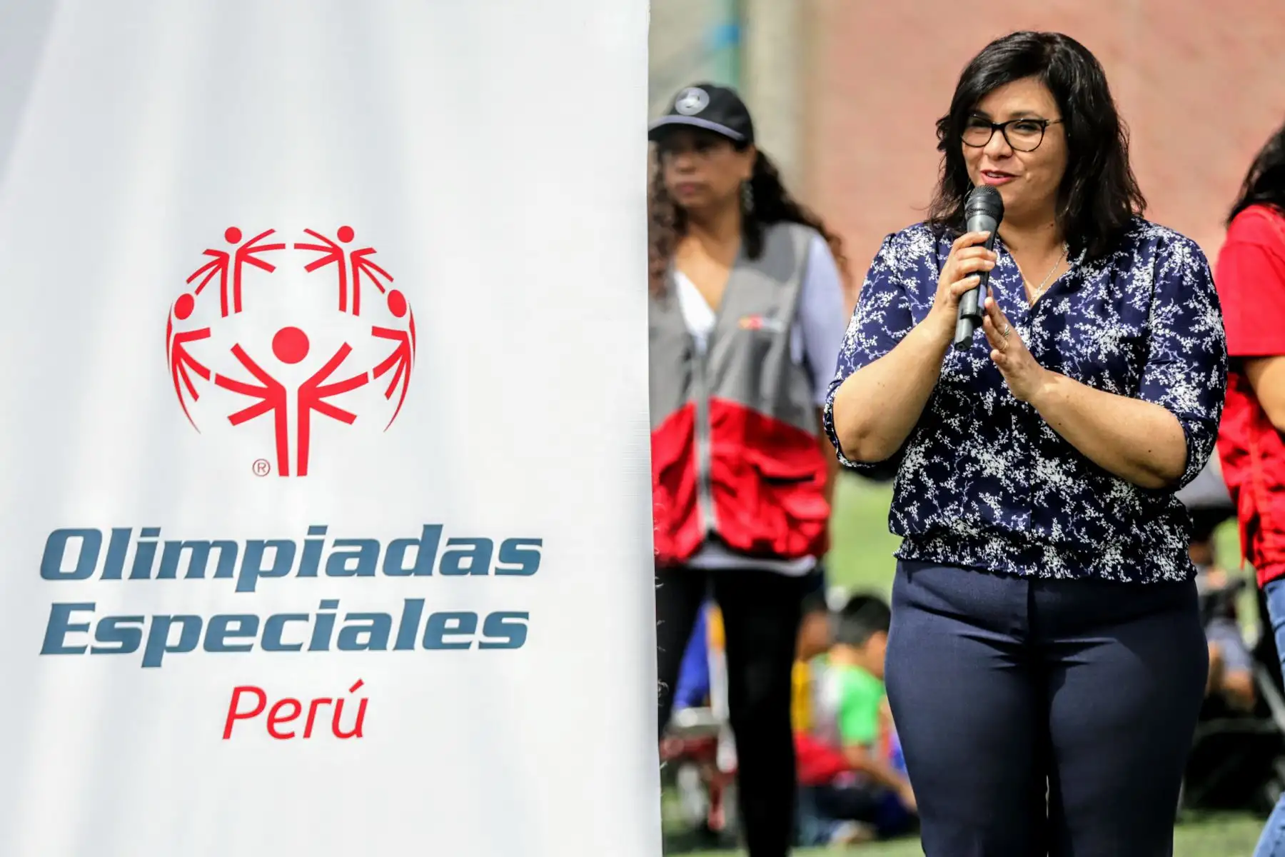 Primera Dama de la Nación, Maribel Díaz Cabello, asiste a la exhibición de destrezas de los integrantes de las Olimpiadas Especiales. Foto: ANDINA/Luis Iparraguirre