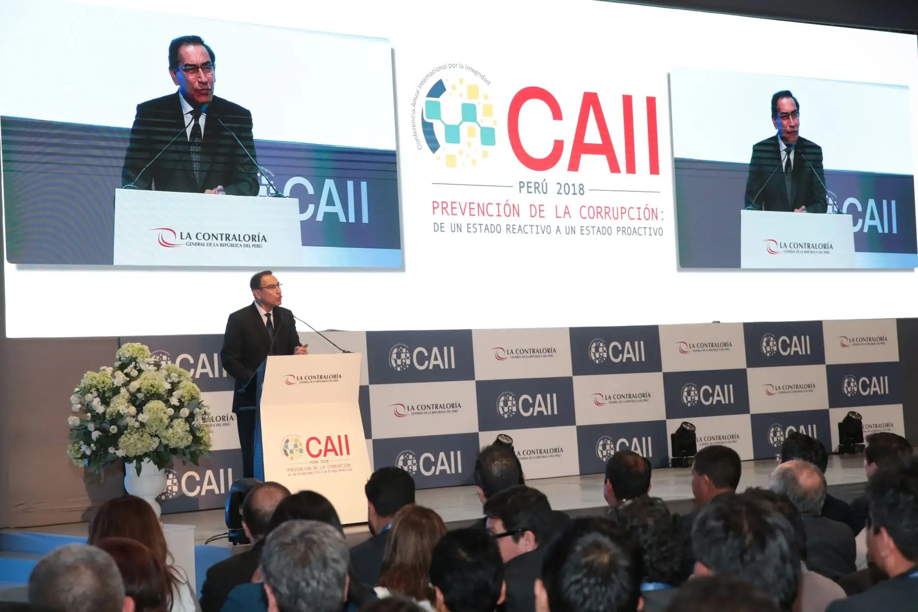 Jefe del Estado, Martín Vizcarra, inauguró Conferencia Anual Internacional por la Integridad, organizado por la Contraloría de la República.Foto: ANDINA/Juan Carlos Guzman/Prensa Presidencia