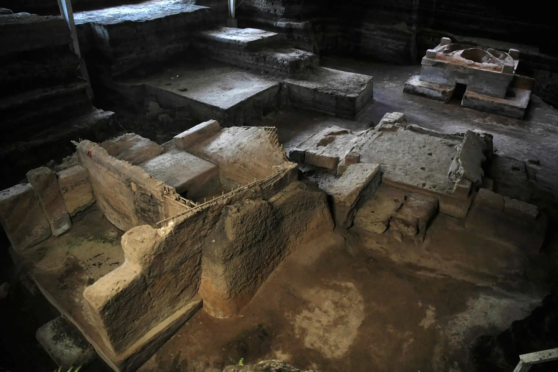 Vista de un edificio prehispánico conocido como "El Temazcal" en el sitio arqueológico Joya de Ceren en El Salvador Foto: AFP