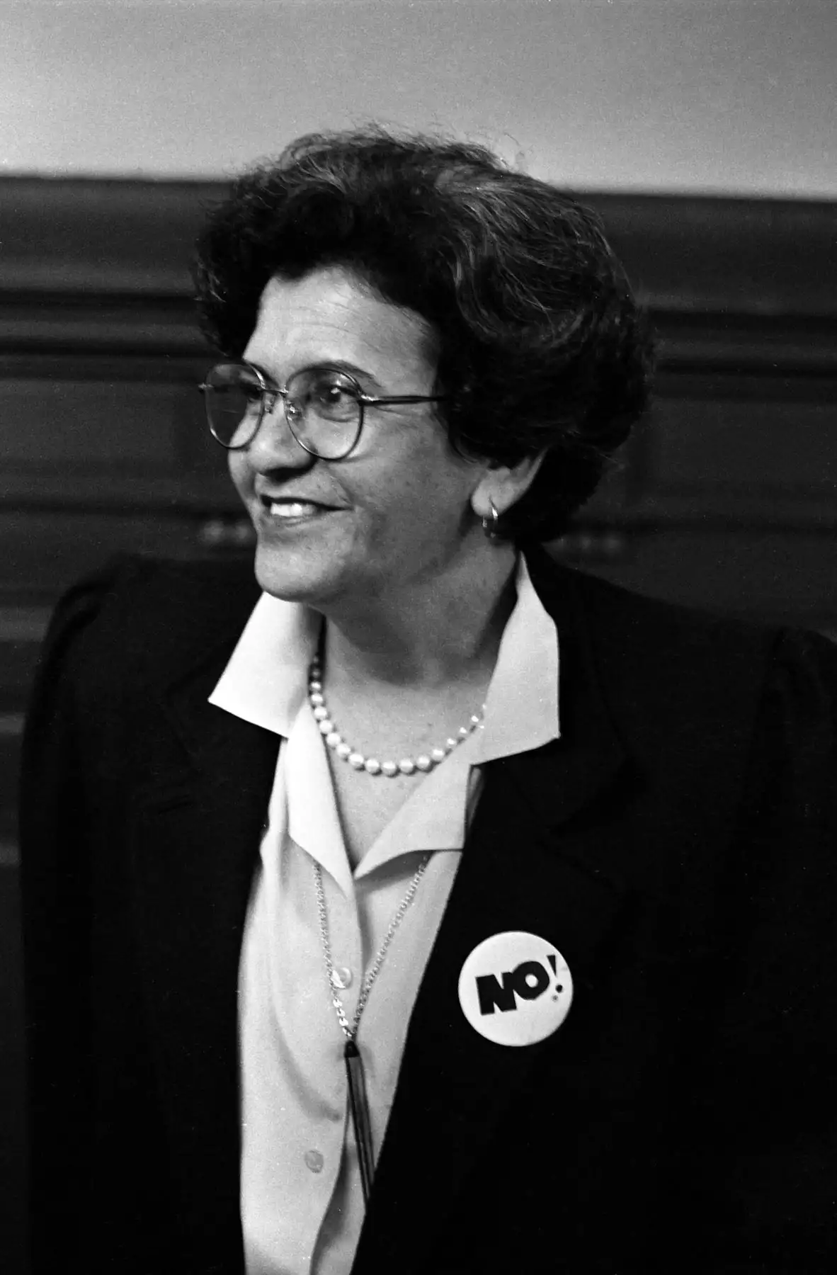 Gloria Helfer en el Congreso Constituyente Democrático (CCD) apoyando la campaña por el NO en el referéndum. Foto: ANDINA/Archivo Histórico